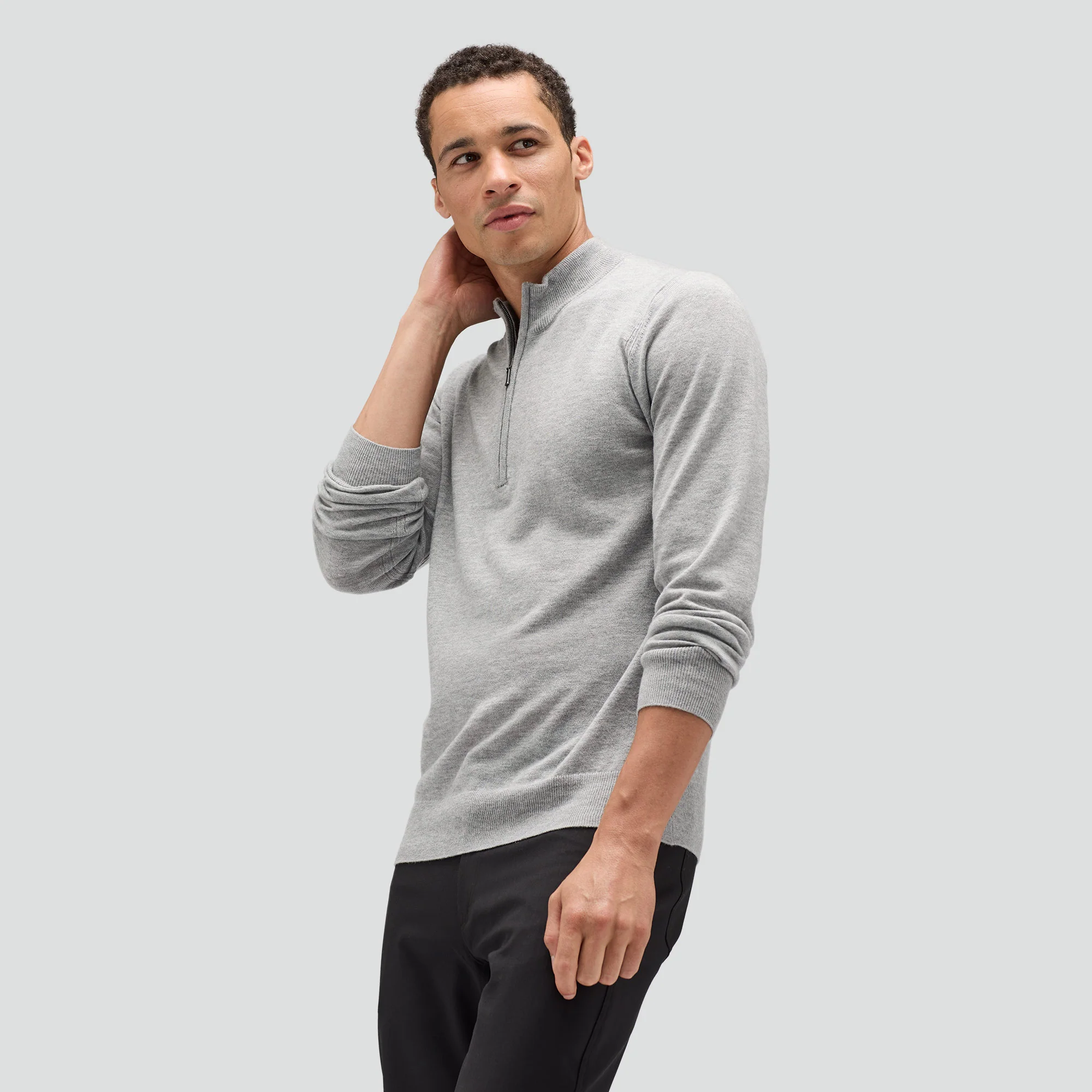 Men's Merino Cashmere Quarter Zip Jumper - Image 12