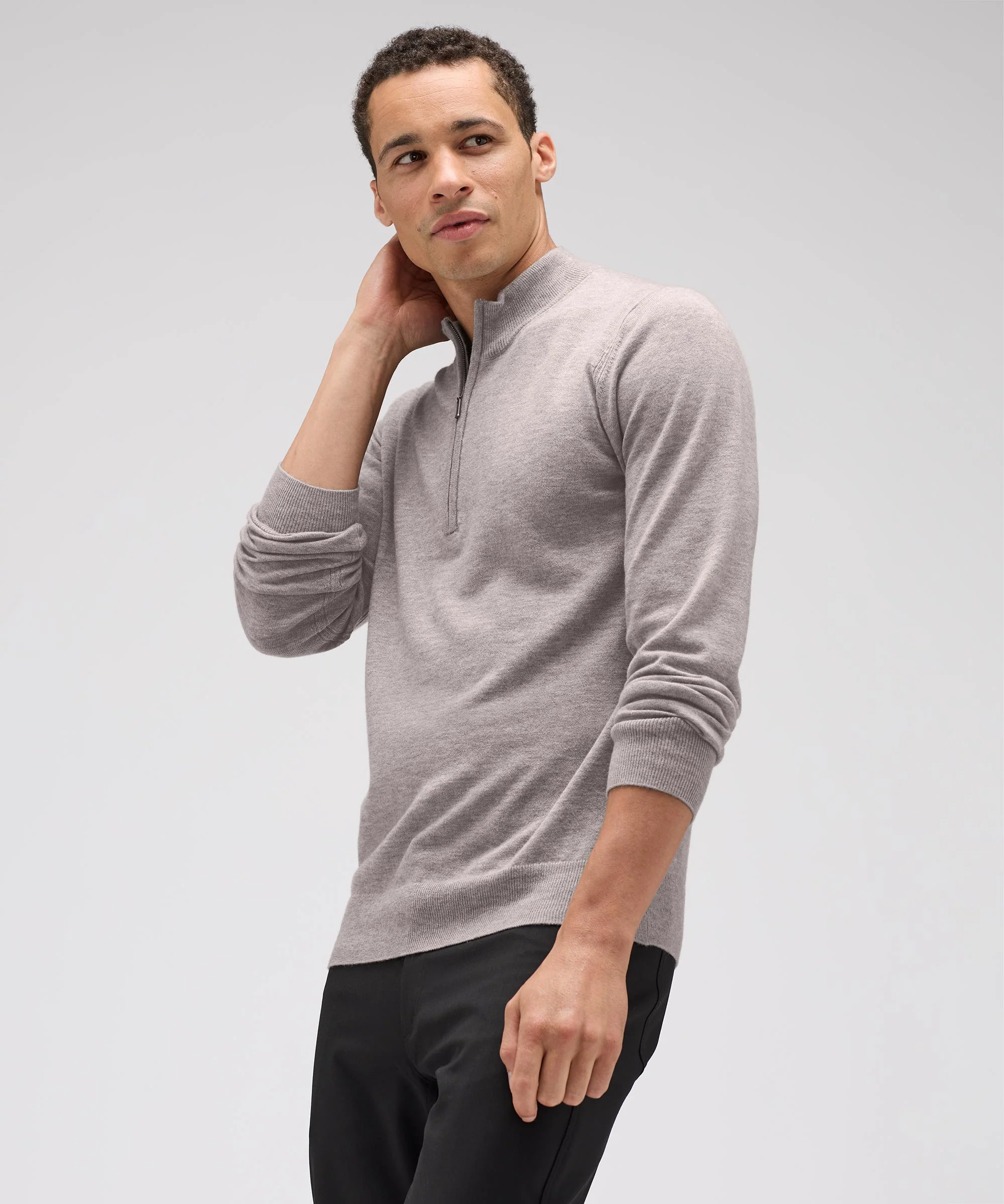 Men's Merino Cashmere Quarter Zip Jumper - Image 25
