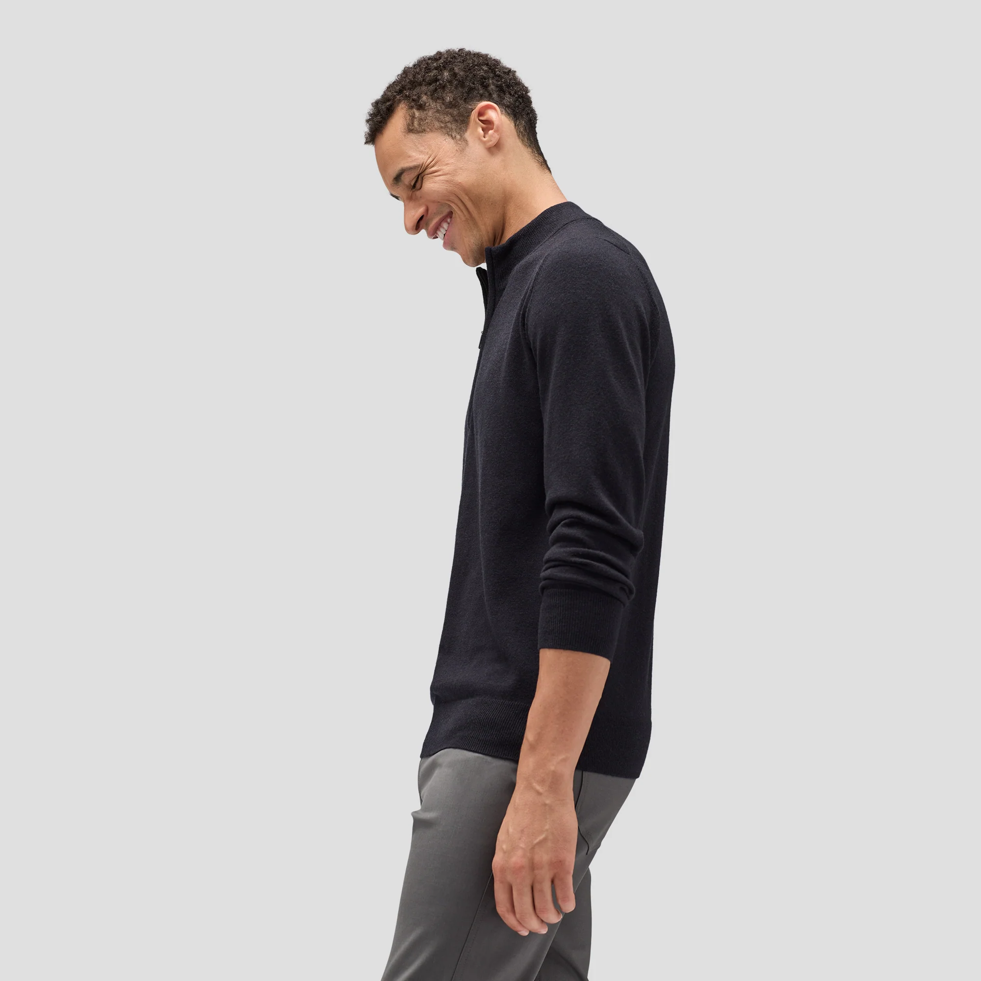Men's Merino Cashmere Quarter Zip Jumper - Image 3