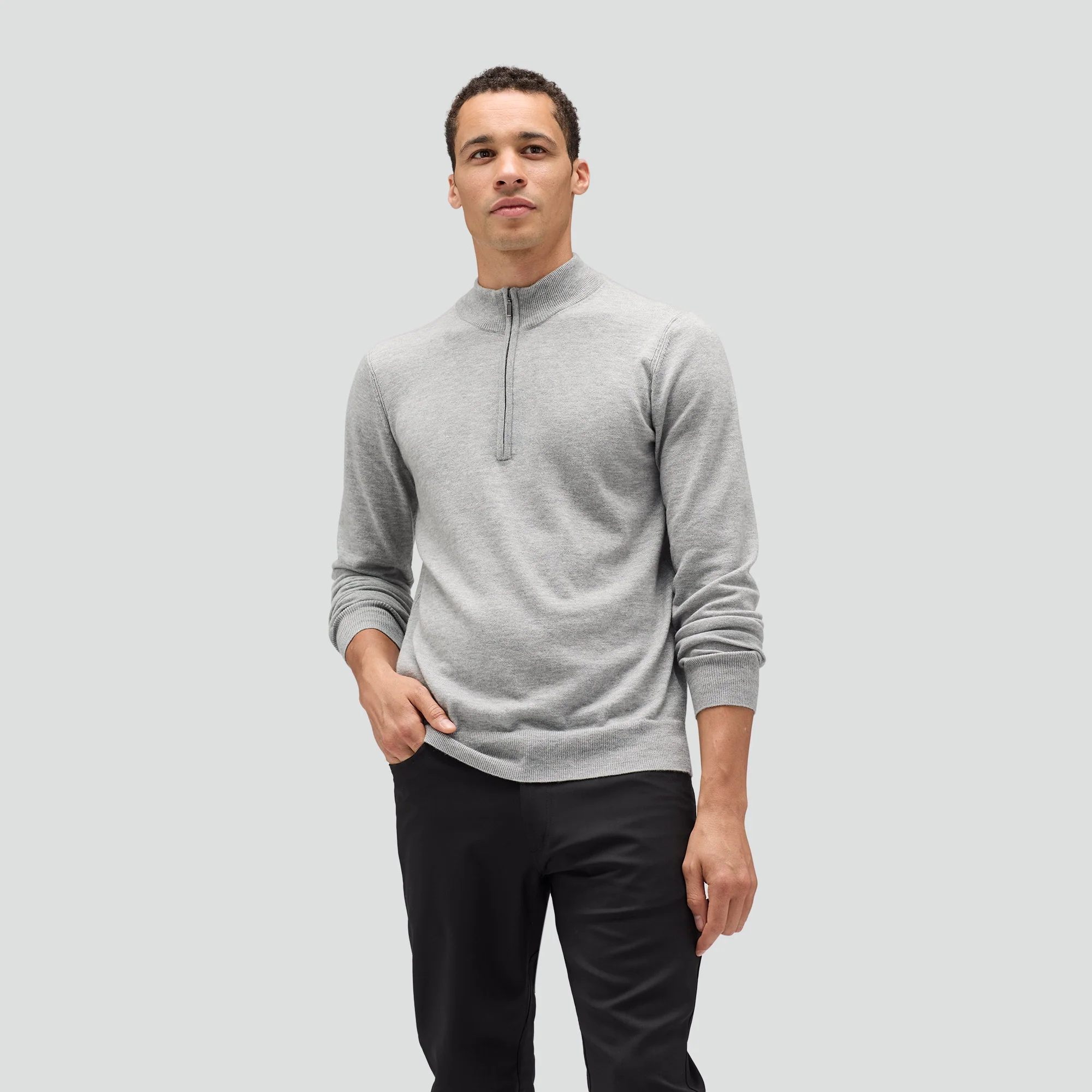 Men's Merino Cashmere Quarter Zip Jumper - Image 8