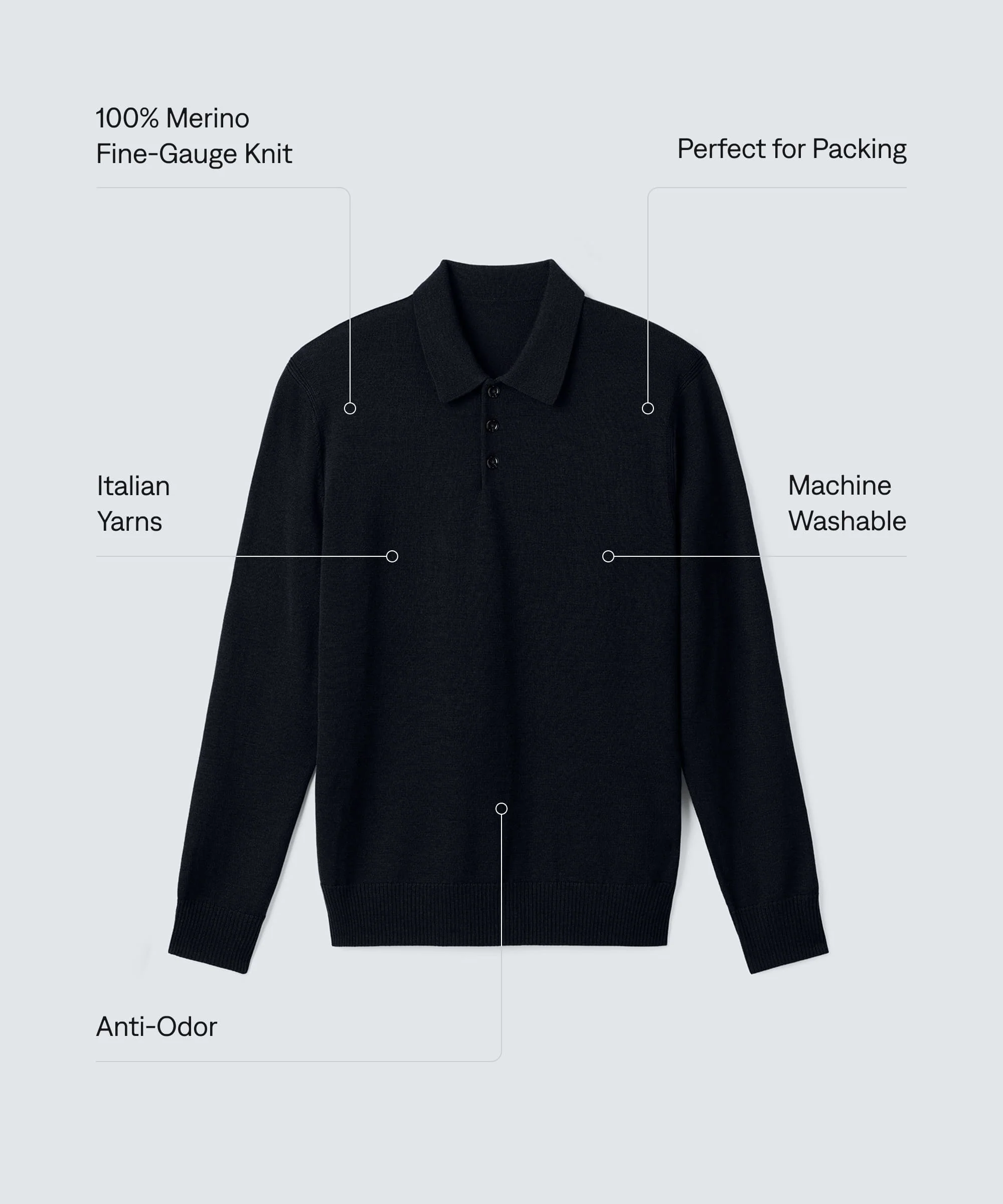 Men's Merino Knit Long Sleeve Polo - Image 20