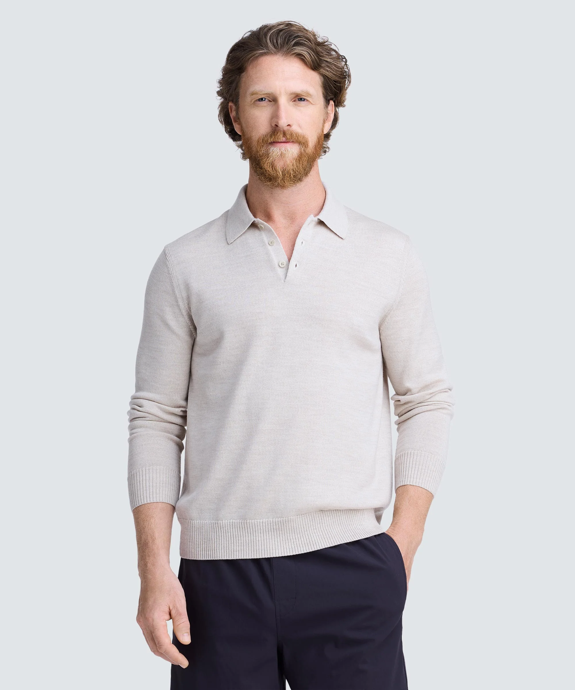 Men's Merino Knit Long Sleeve Polo - Image 7