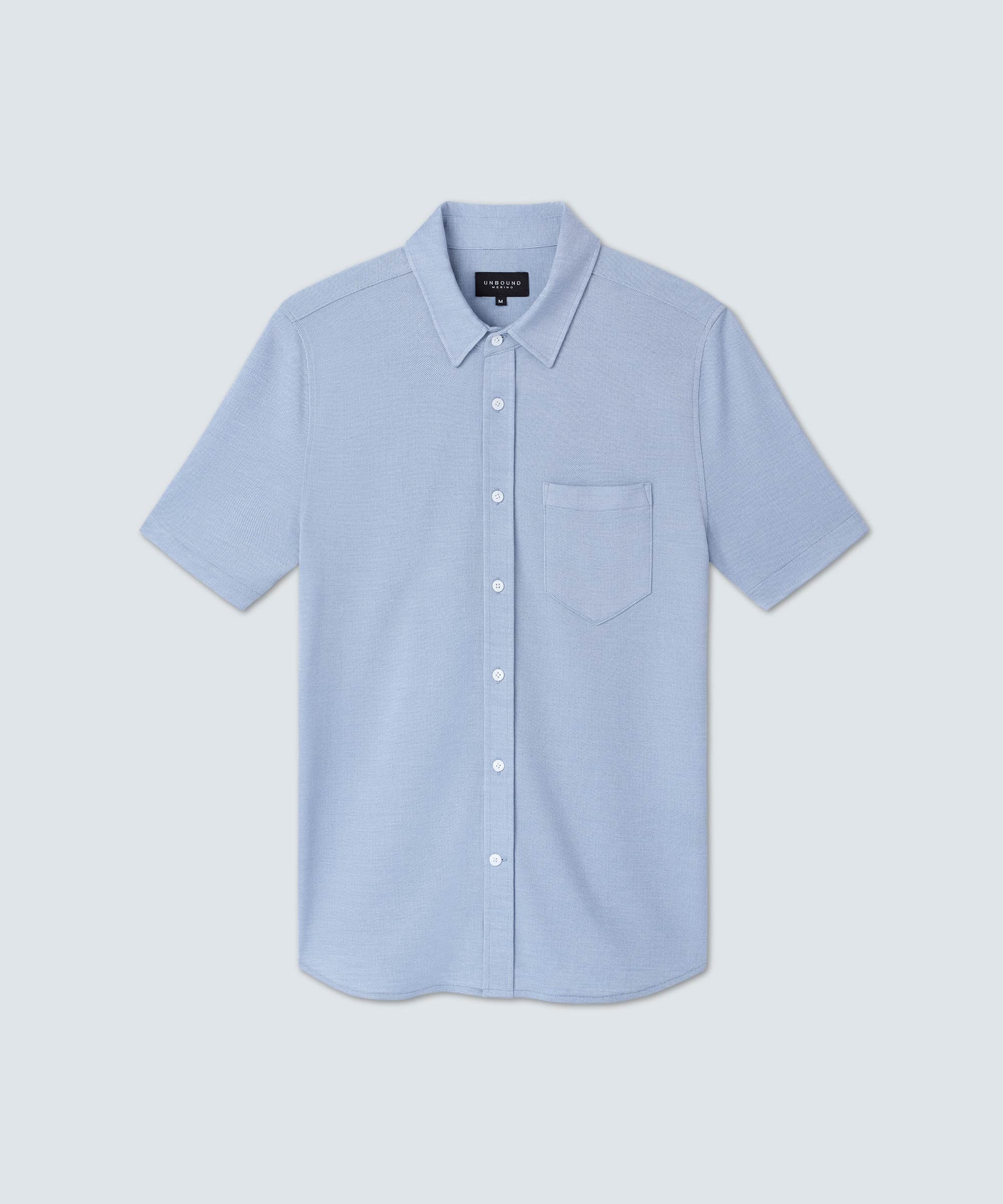 Men's Relaxed Short Sleeve Merino Button-Up - Image 11