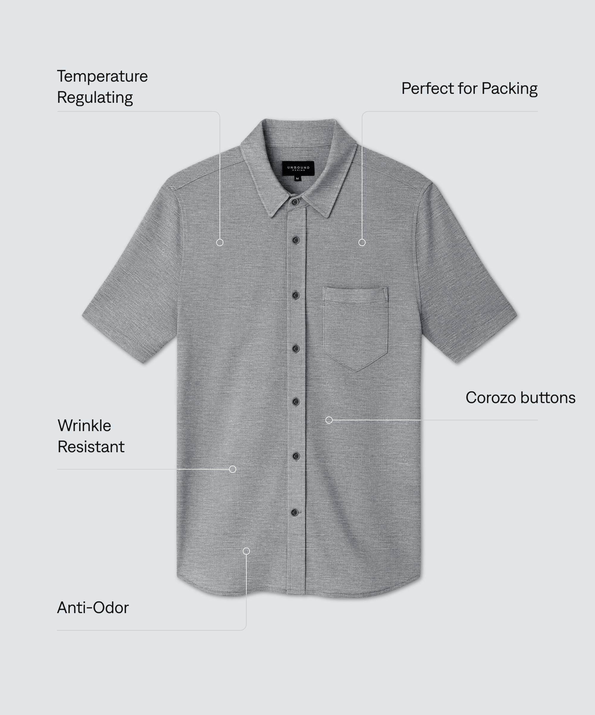 Men's Relaxed Short Sleeve Merino Button-Up - Image 18