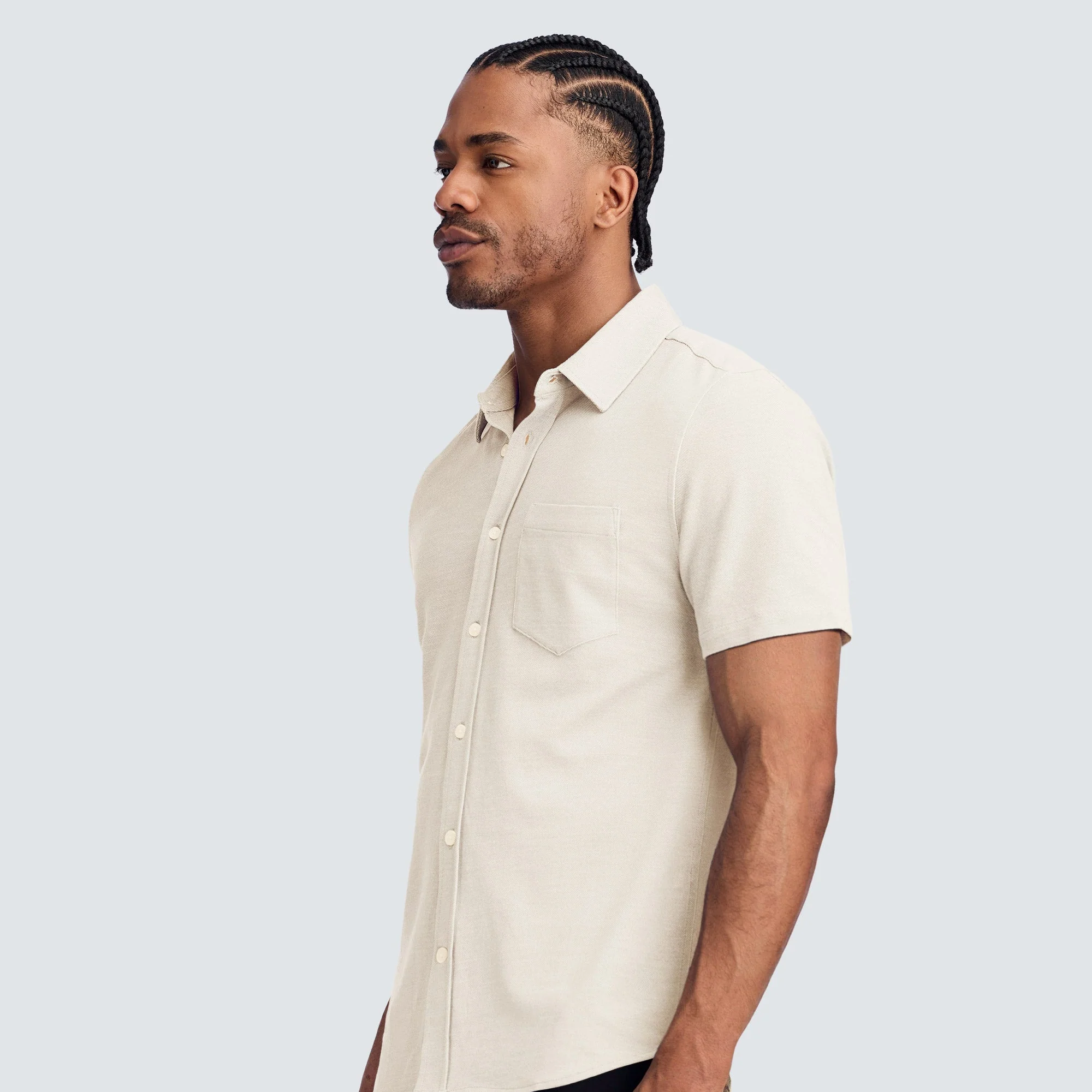Men's Relaxed Short Sleeve Merino Button-Up - Image 3