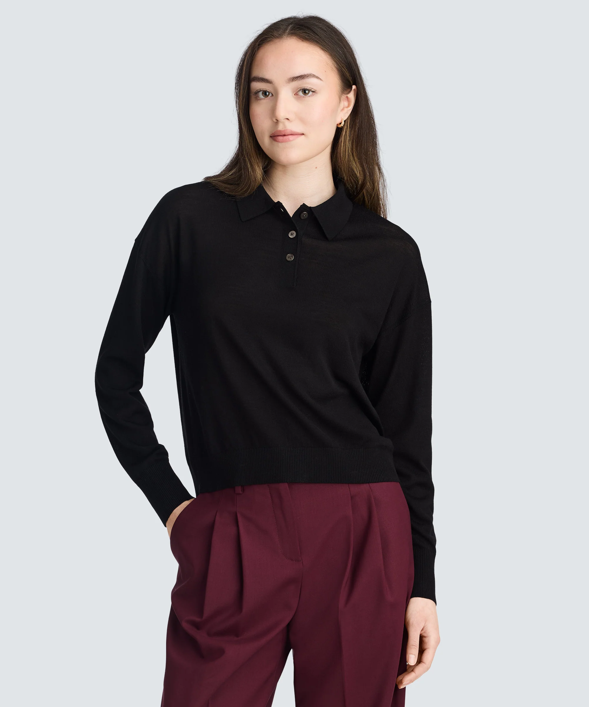 Women’s Long Sleeve Fine Knit Polo - Image 20