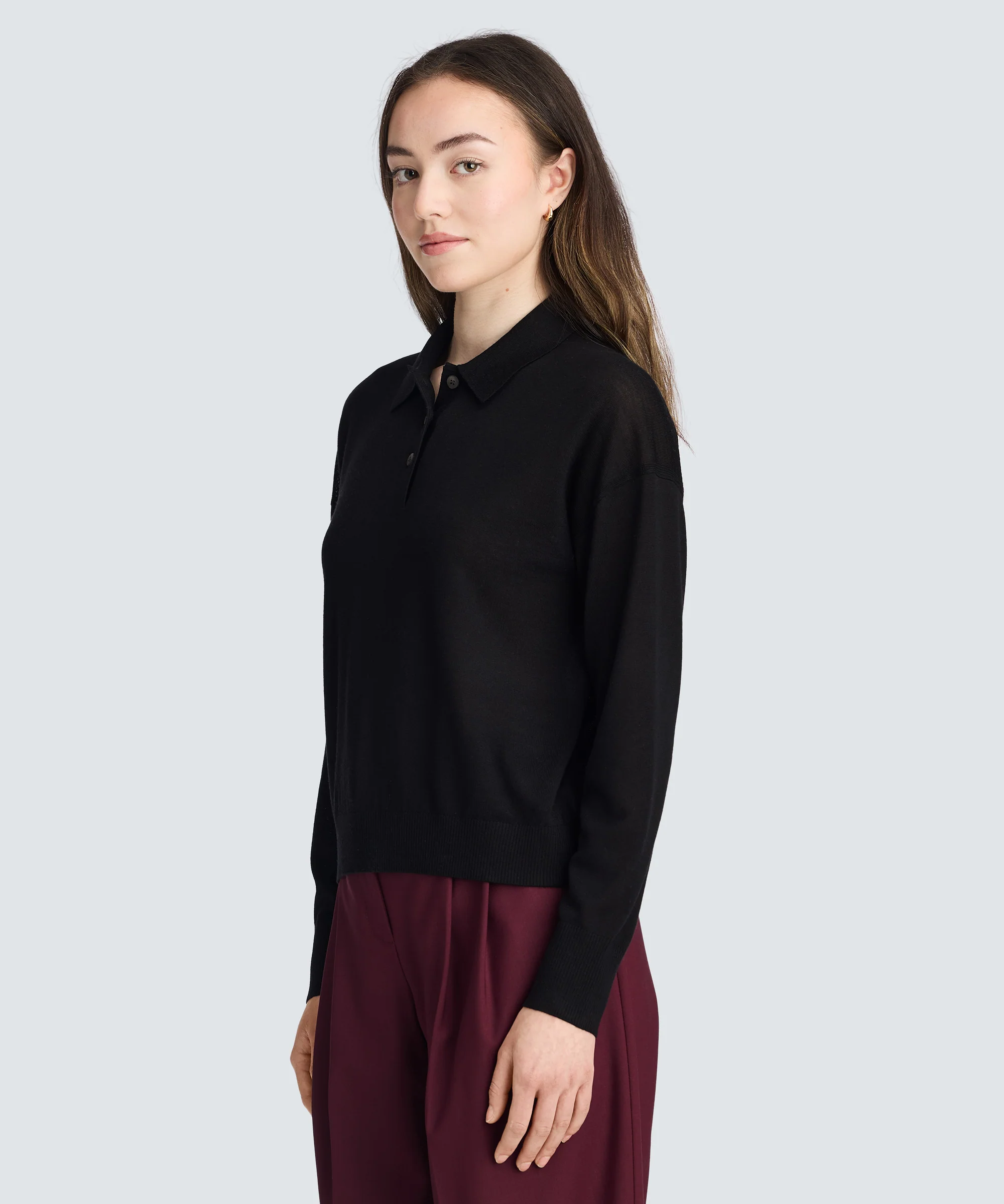 Women’s Long Sleeve Fine Knit Polo - Image 22