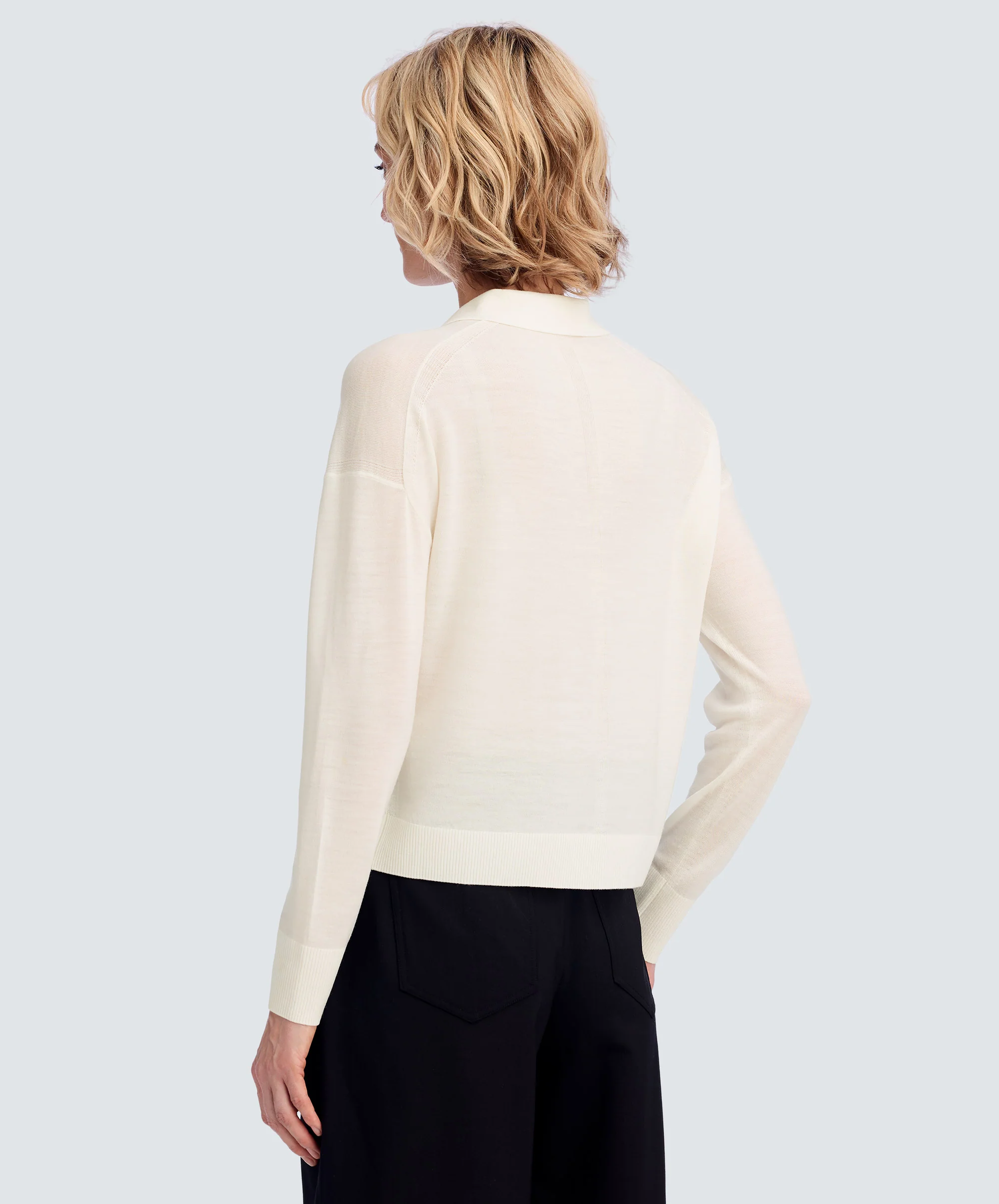 Women’s Long Sleeve Fine Knit Polo - Image 5