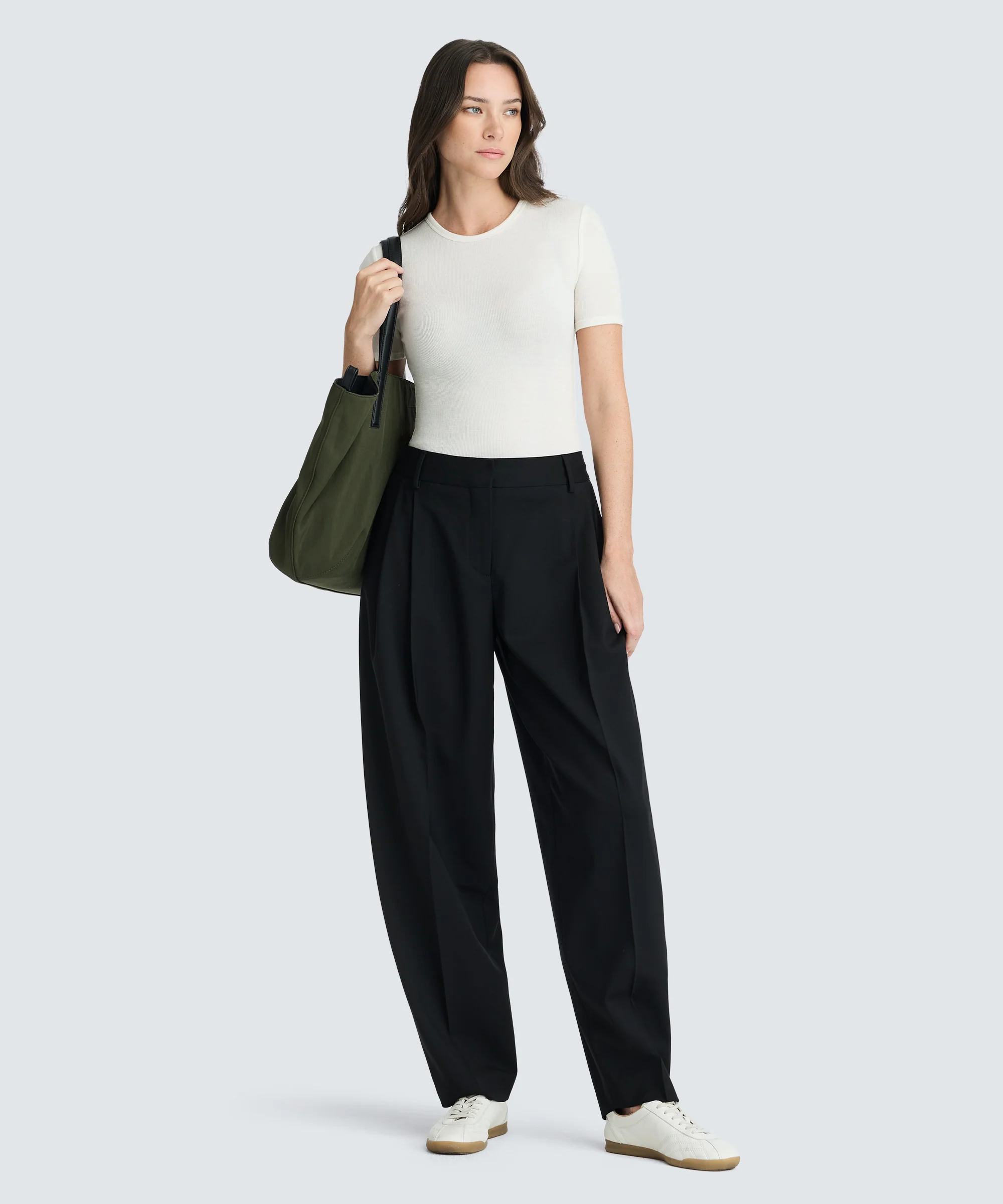 Women's Rib Fitted Crew Neck T-Shirt - Image 14