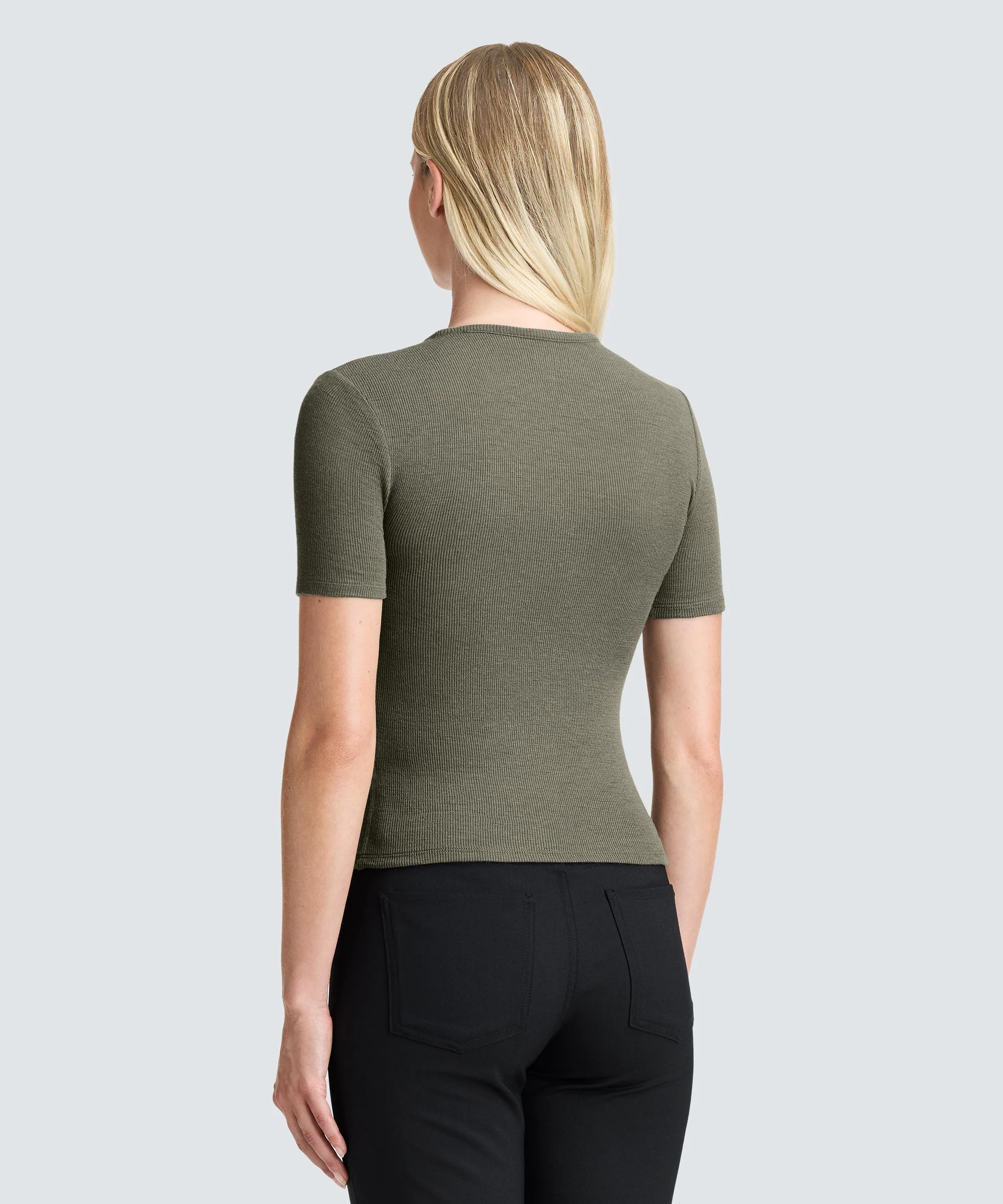 Women's Rib Fitted Crew Neck T-Shirt - Image 22