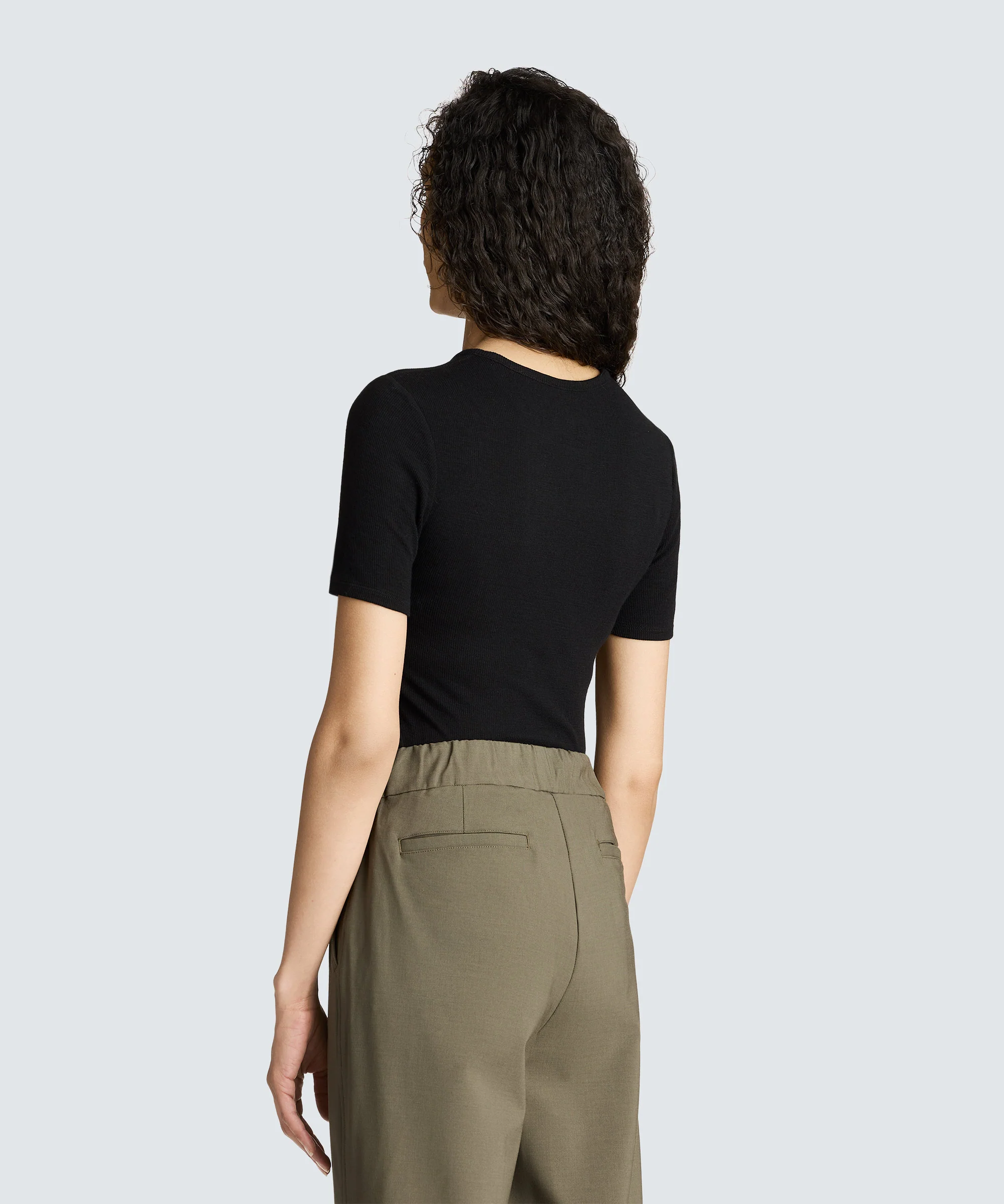 Women's Rib Fitted Crew Neck T-Shirt - Image 27