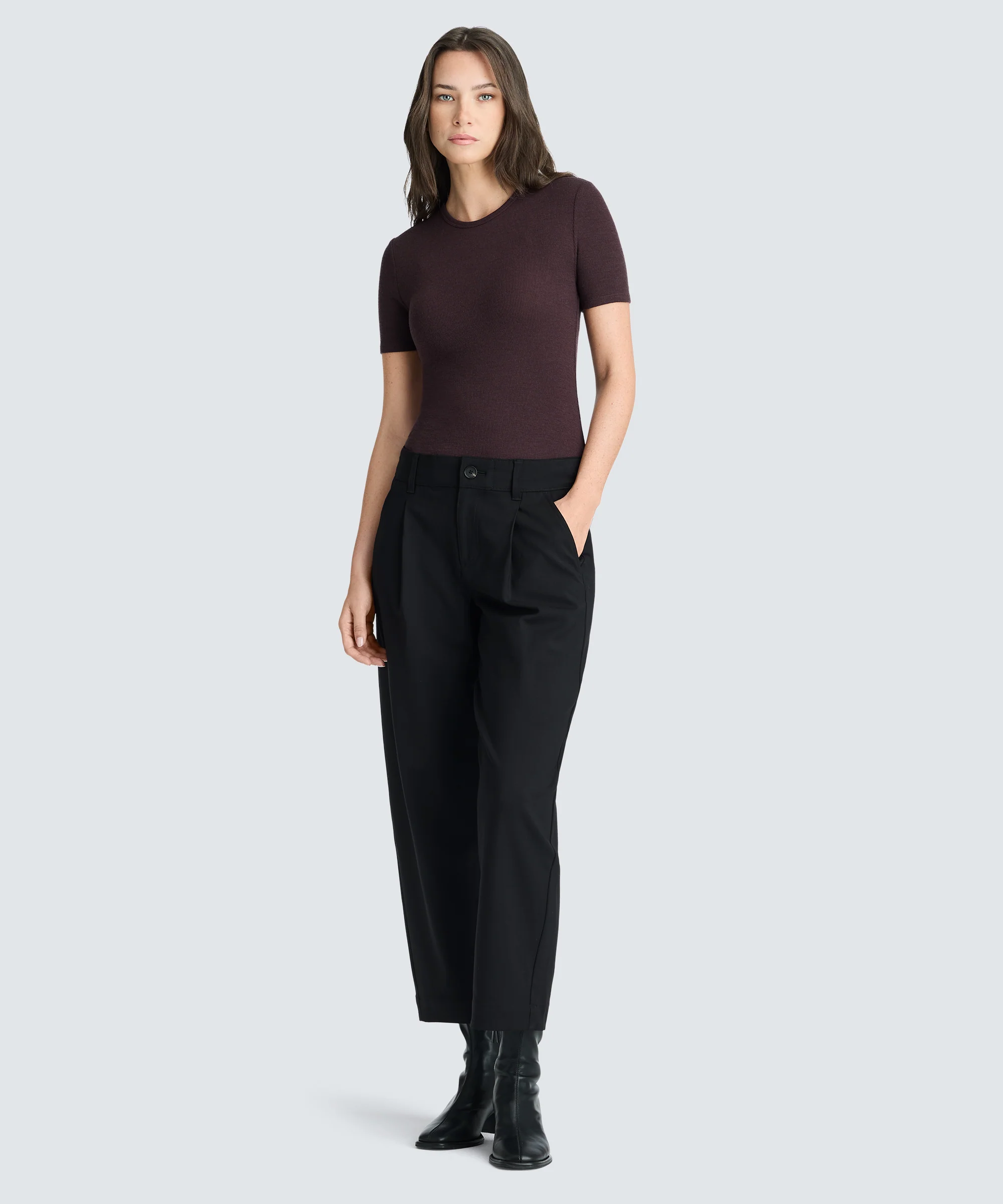 Women's Rib Fitted Crew Neck T-Shirt - Image 30