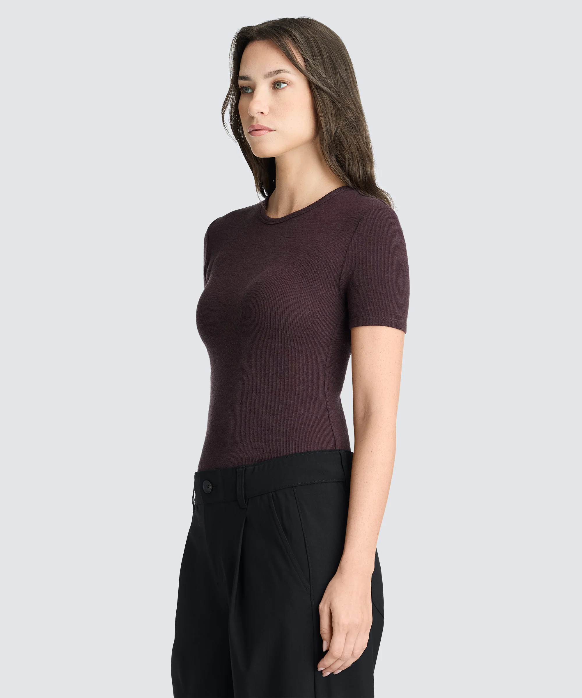 Women's Rib Fitted Crew Neck T-Shirt - Image 31
