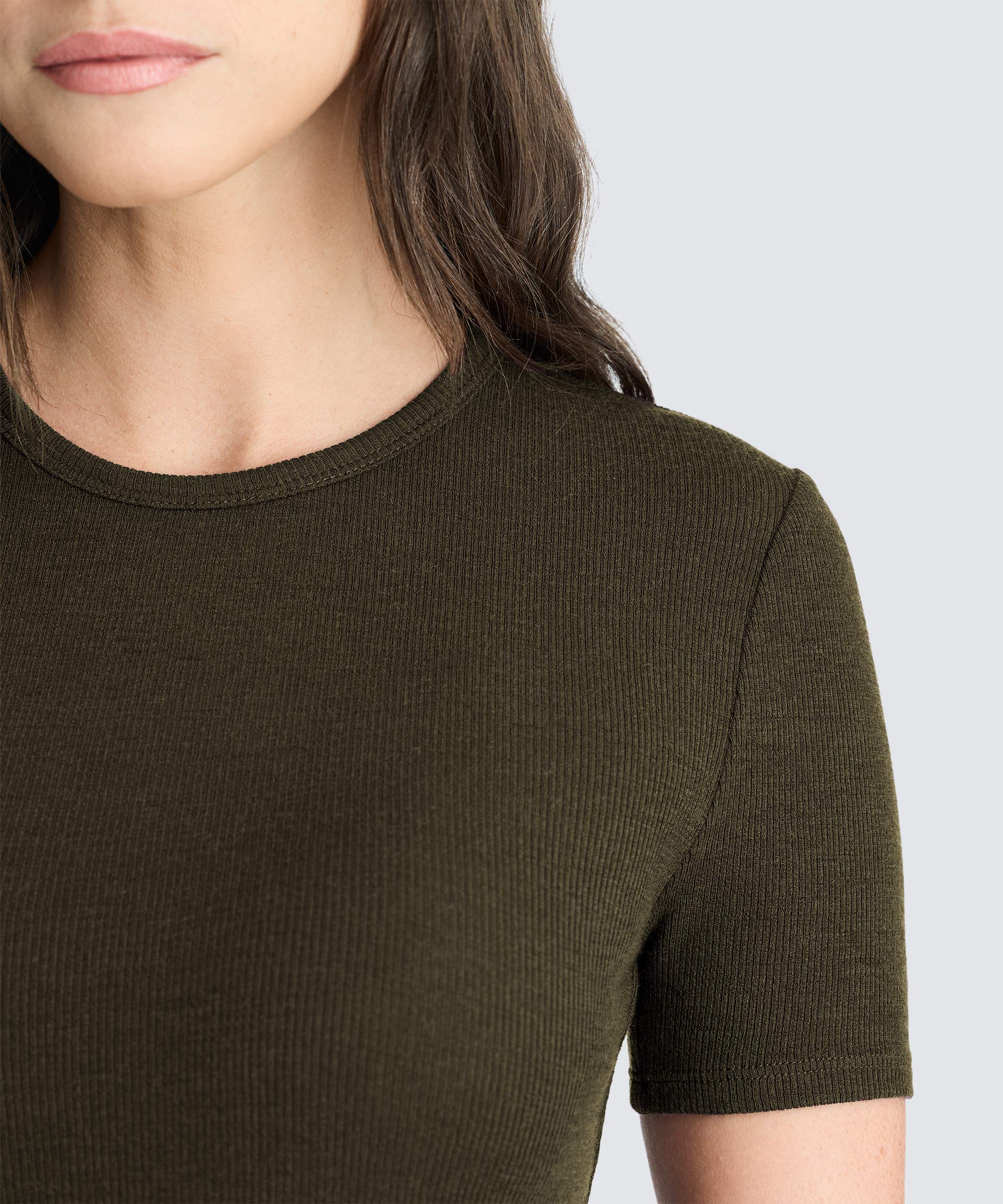 Women's Rib Fitted Crew Neck T-Shirt - Image 37