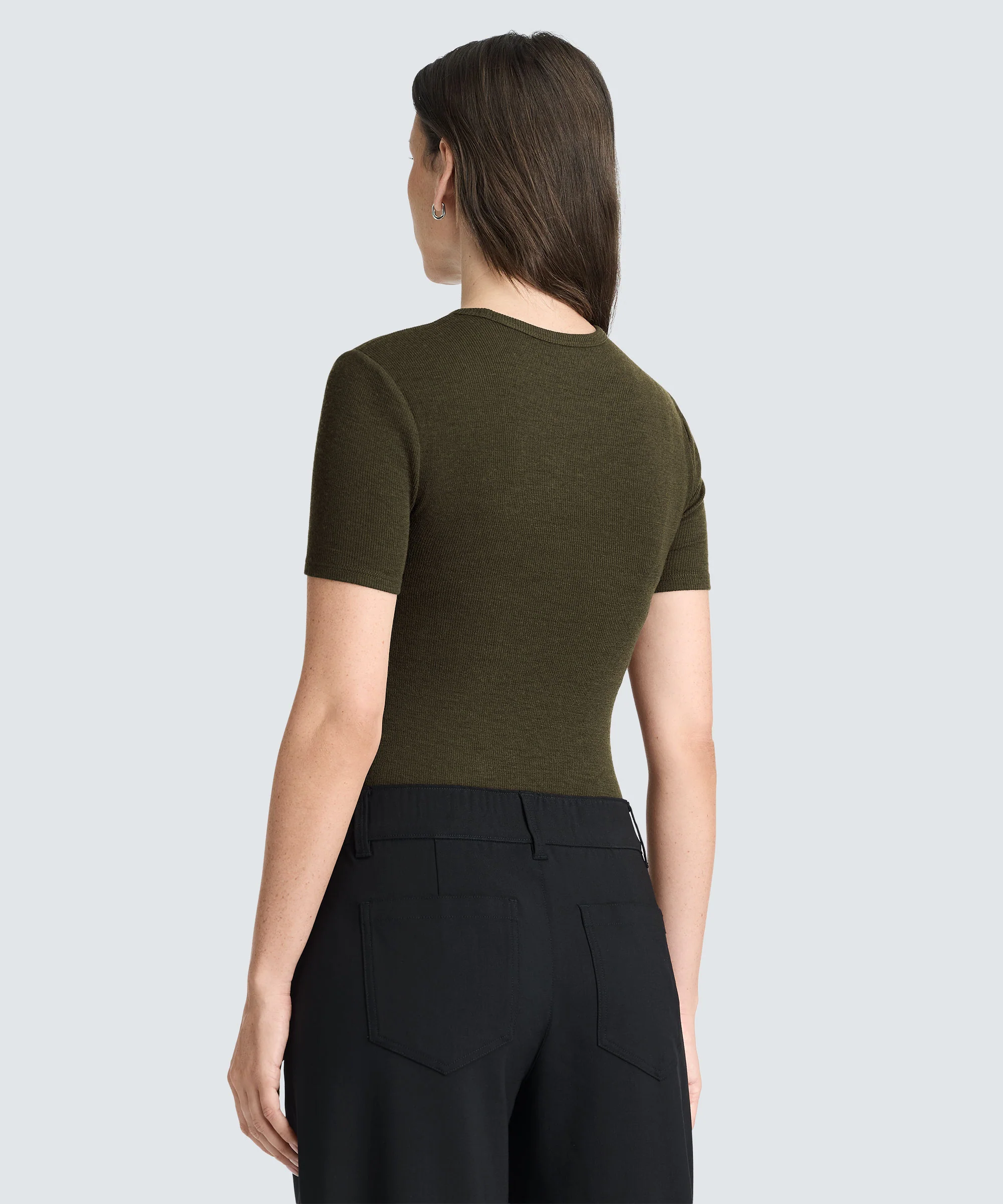 Women's Rib Fitted Crew Neck T-Shirt - Image 39