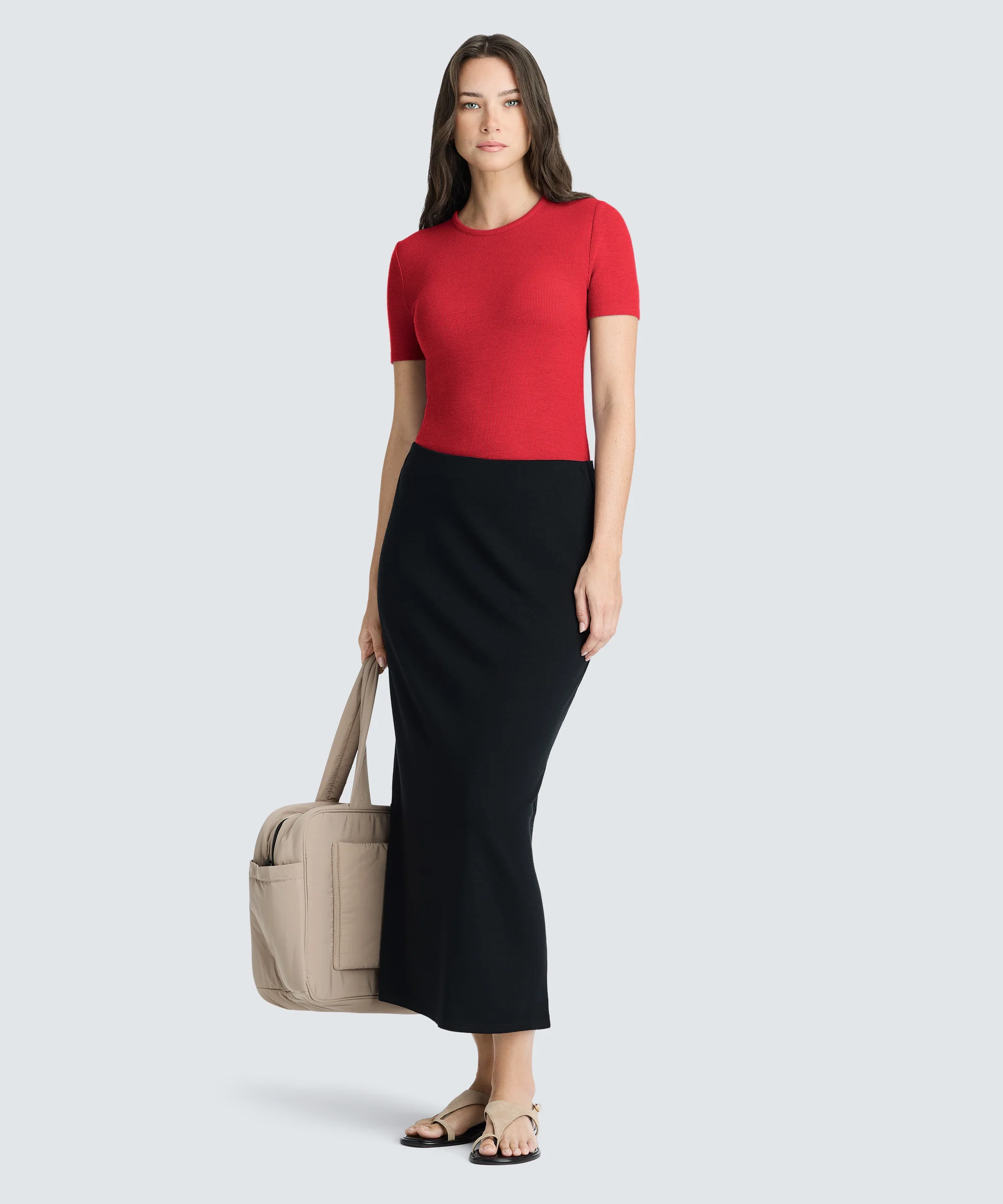 Women's Rib Fitted Crew Neck T-Shirt - Image 42