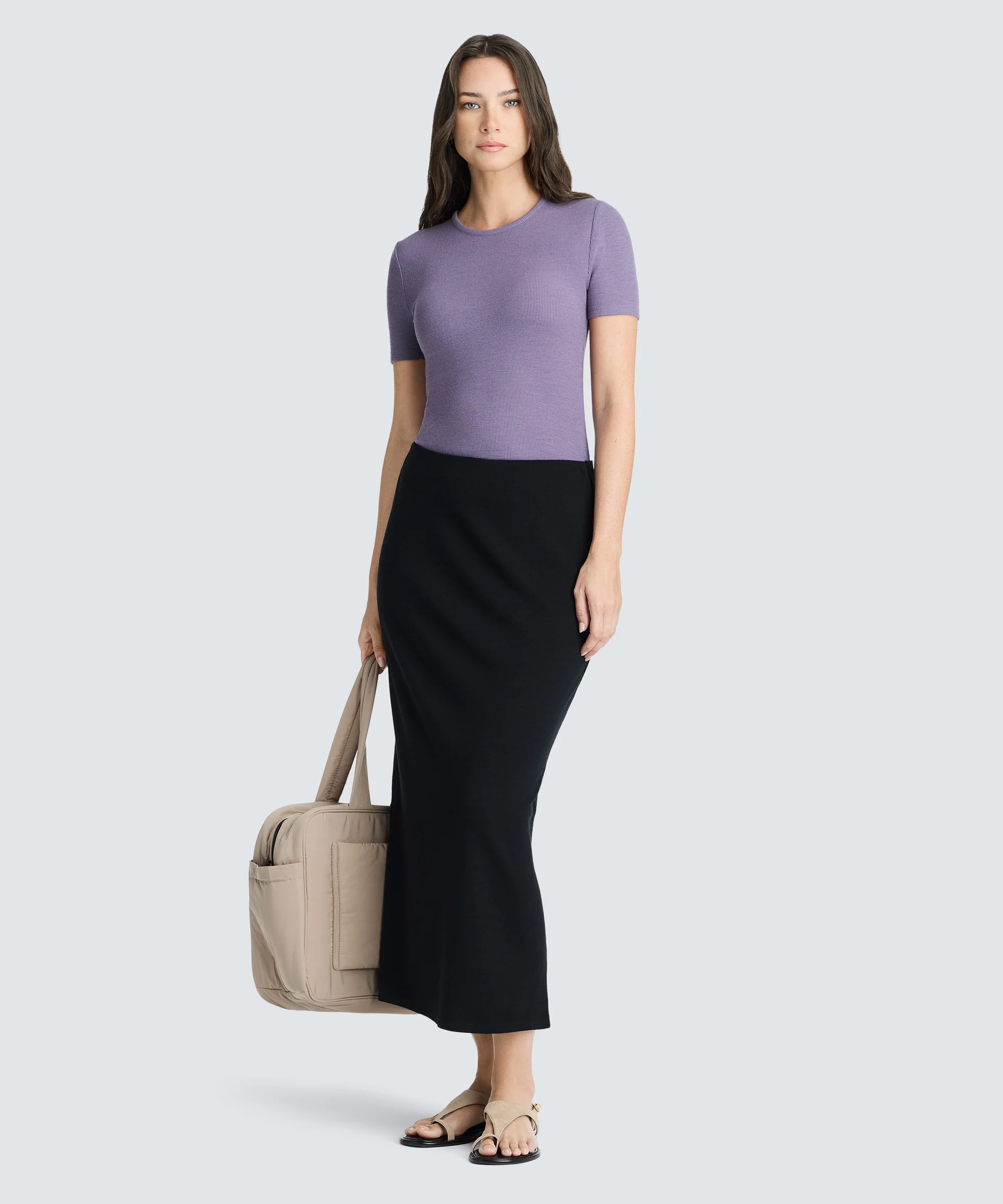 Women's Rib Fitted Crew Neck T-Shirt - Image 8