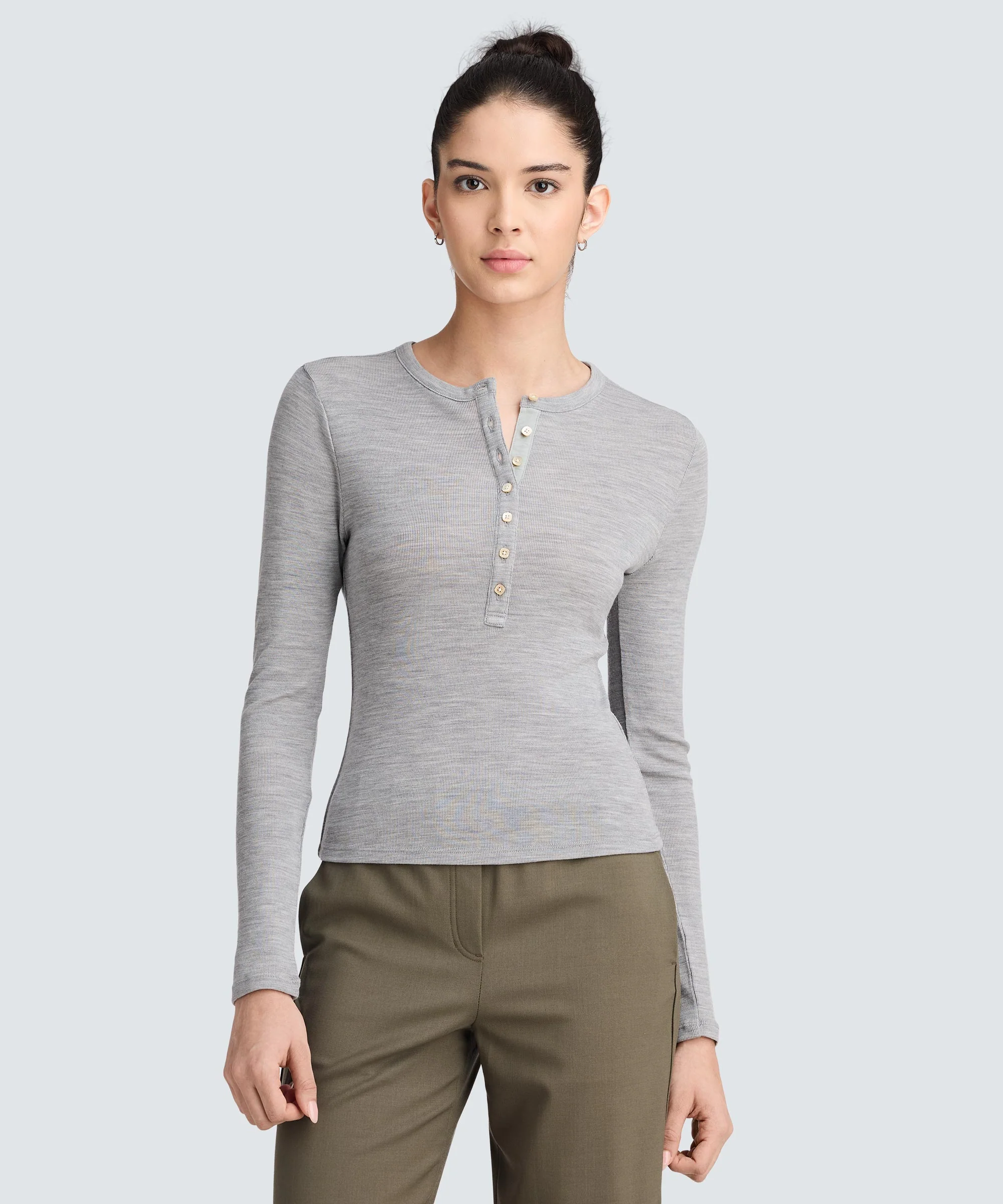 Women's Merino Rib Henley - Image 11