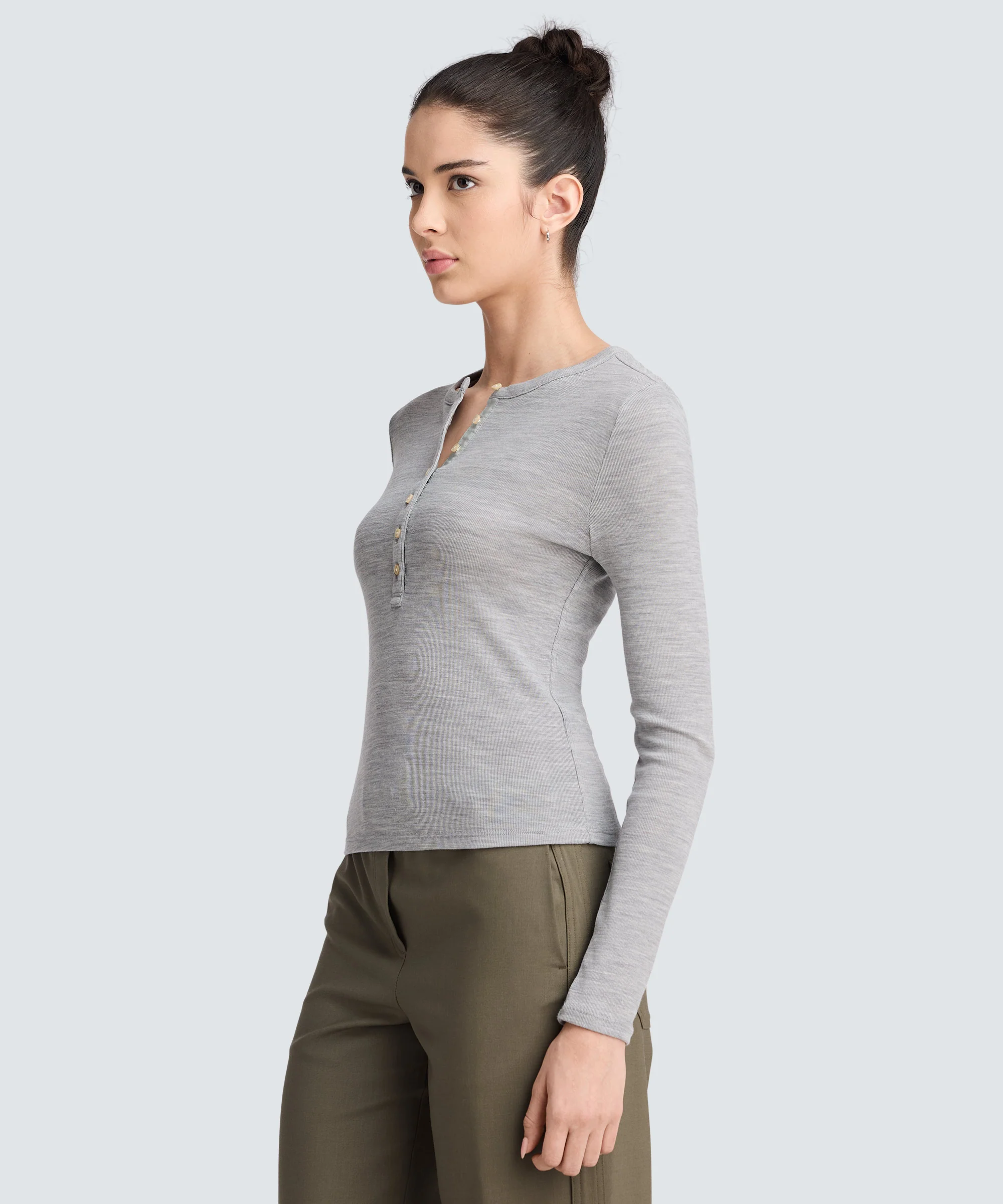 Women's Merino Rib Henley - Image 13