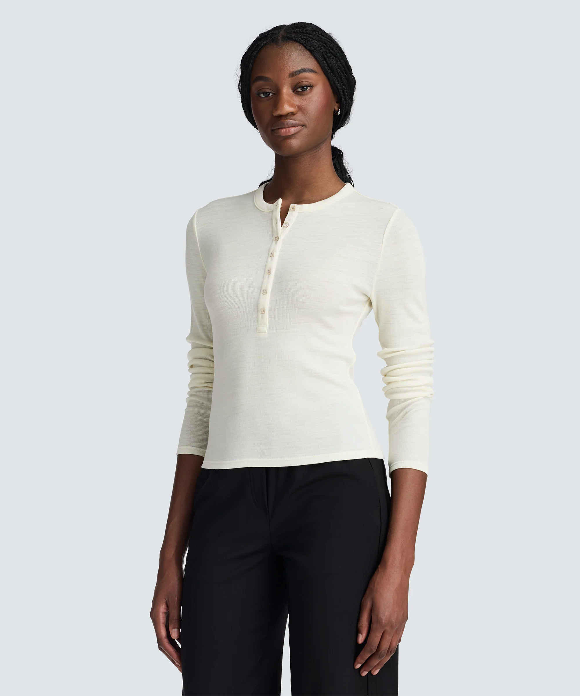 Women's Merino Rib Henley - Image 25
