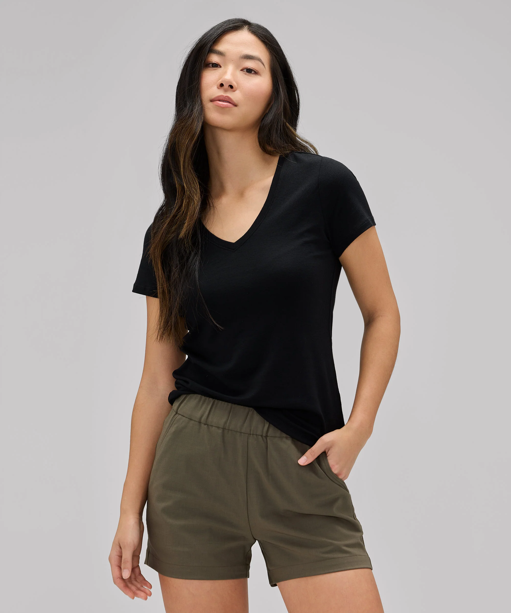 Women's Petite Merino V-Neck T-Shirt - Image 6