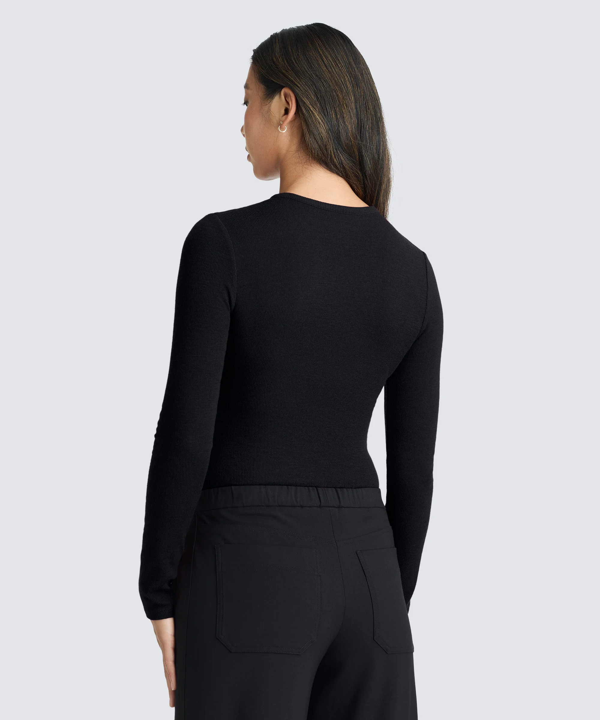 Women's Rib Fitted Long Sleeve Crew - Image 11