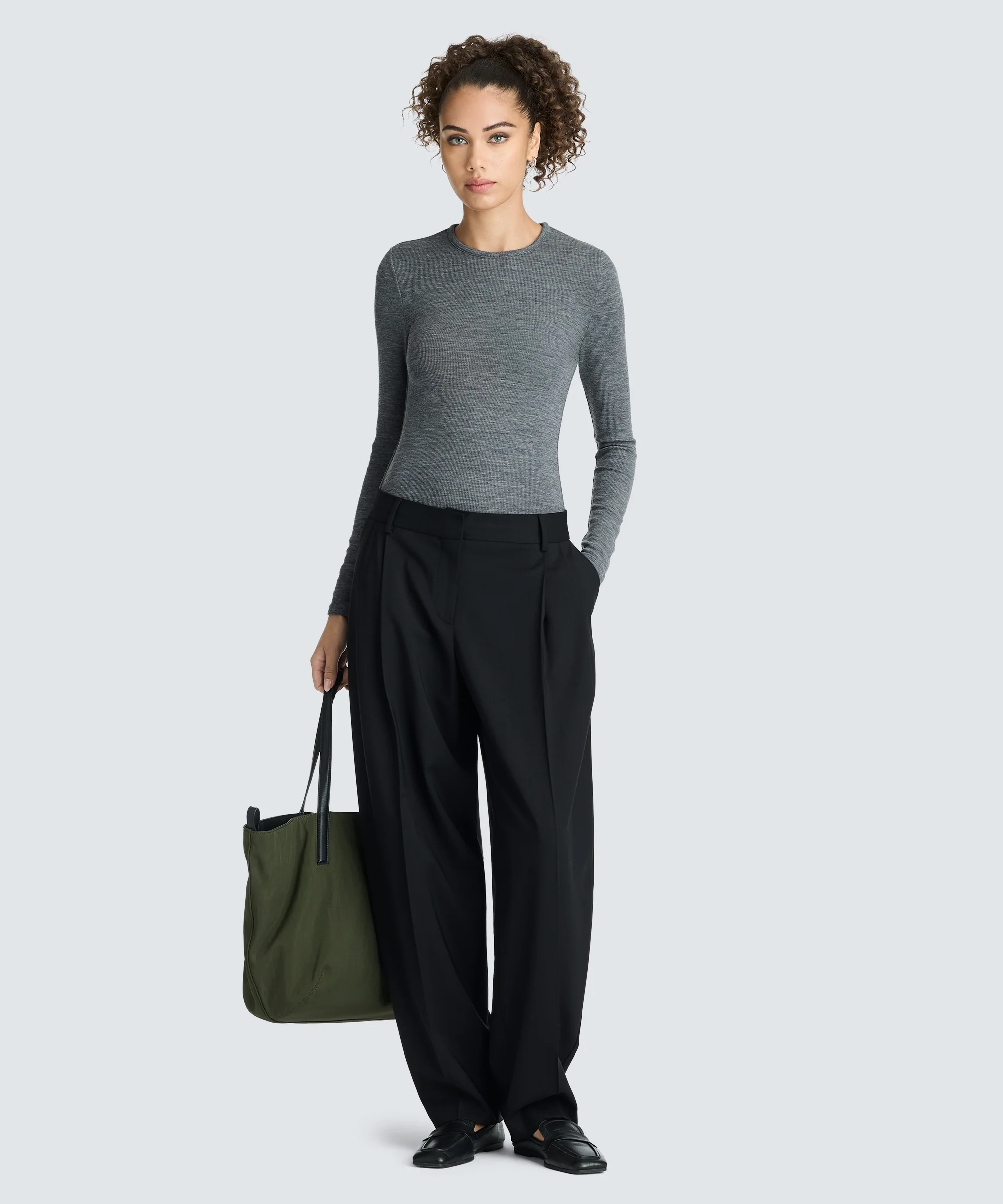 Women's Rib Fitted Long Sleeve Crew - Image 14
