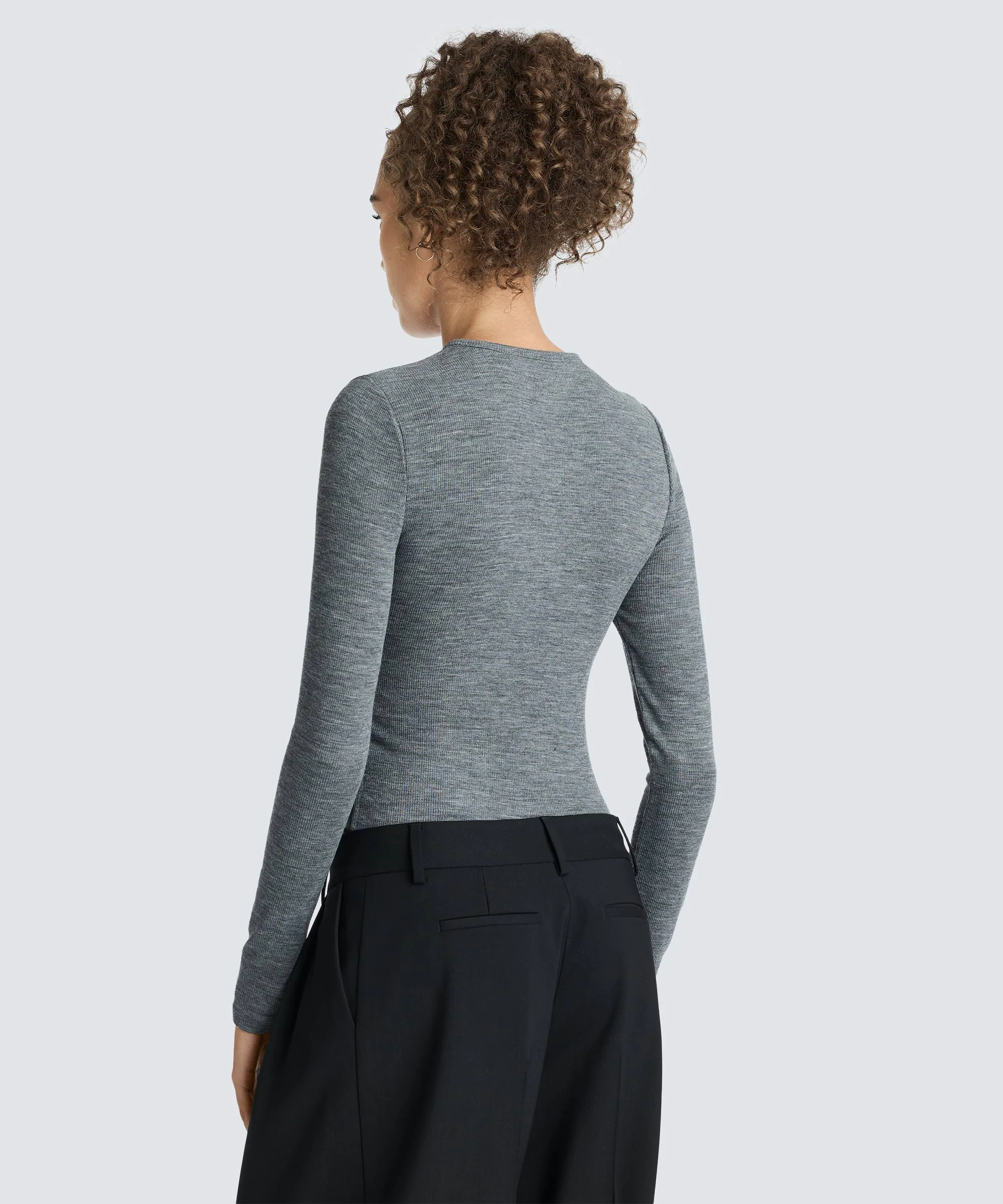 Women's Rib Fitted Long Sleeve Crew - Image 17