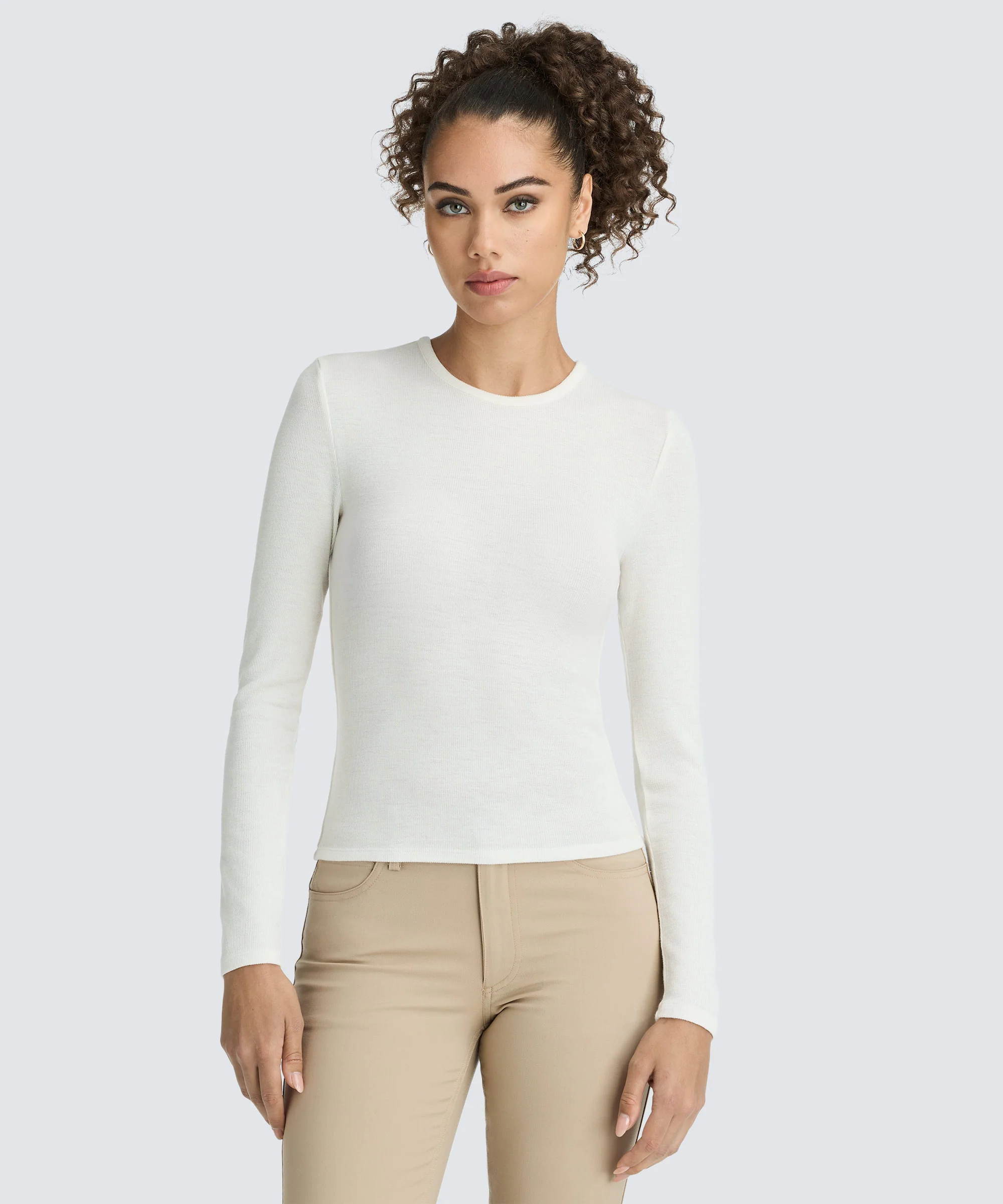 Women's Rib Fitted Long Sleeve Crew - Image 19