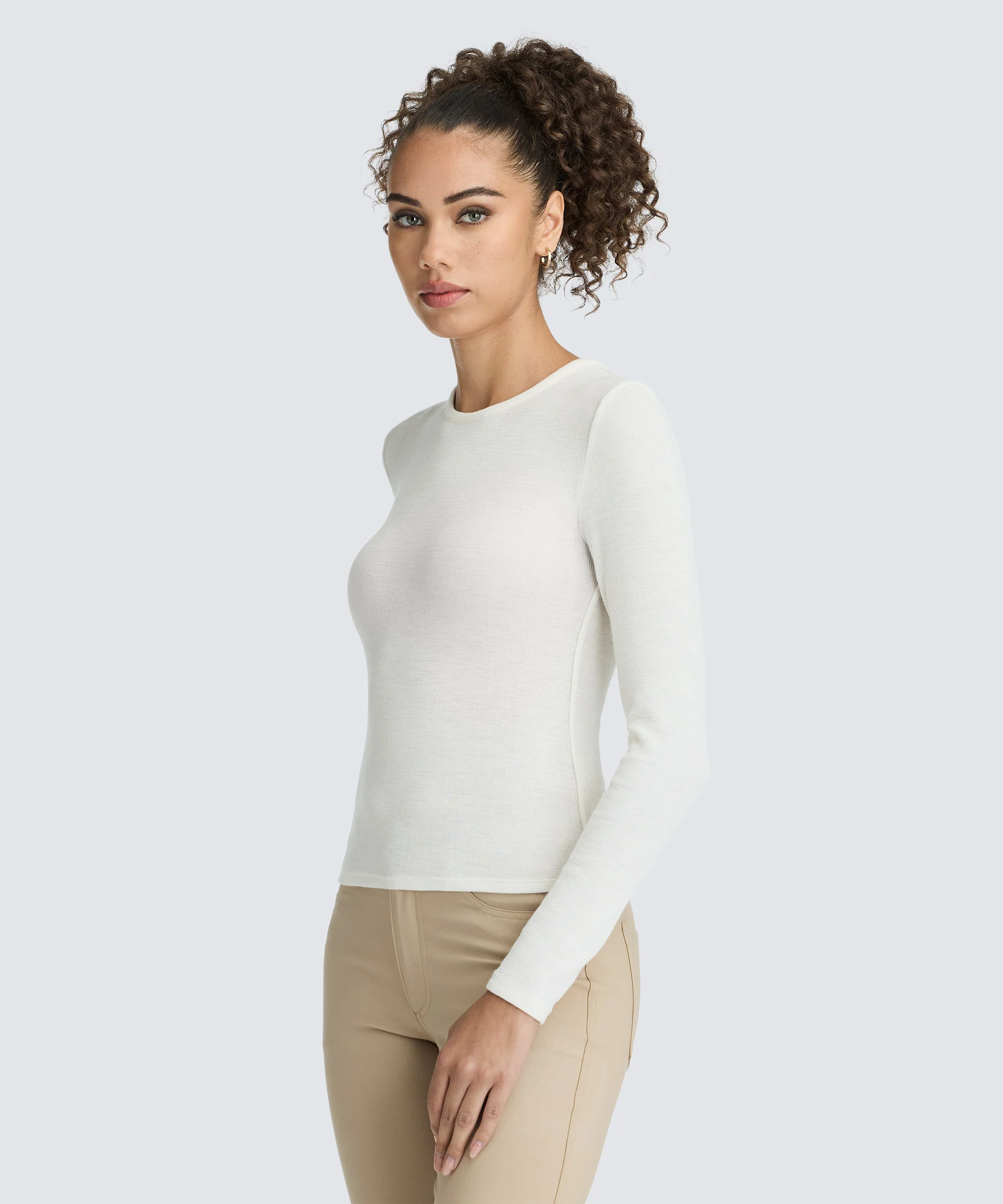 Women's Rib Fitted Long Sleeve Crew - Image 22