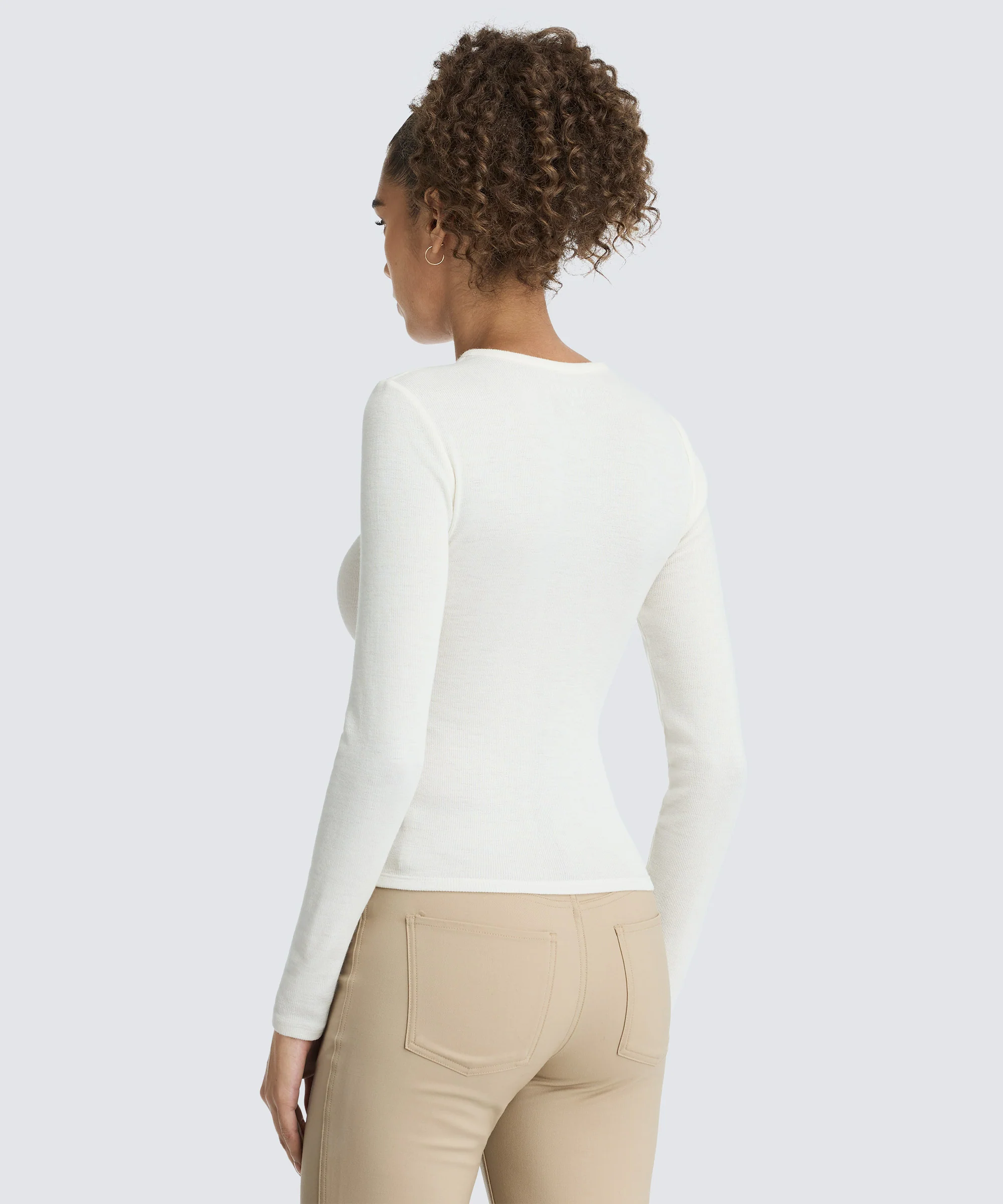 Women's Rib Fitted Long Sleeve Crew - Image 23