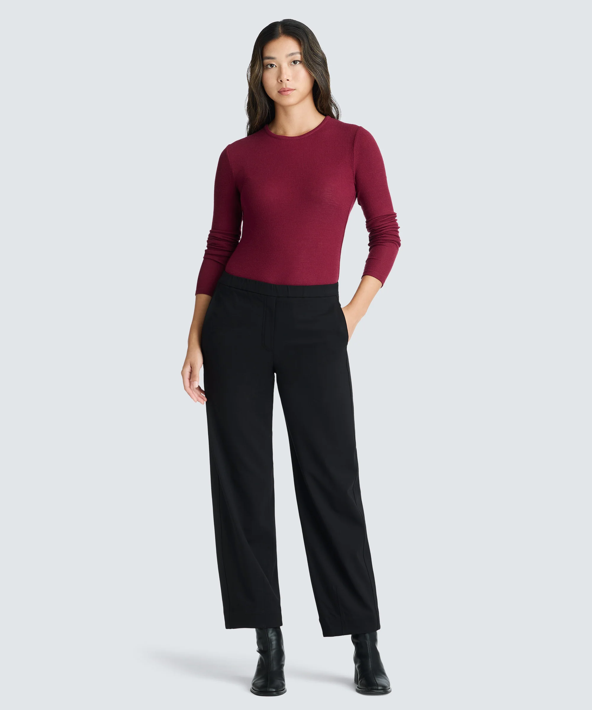 Women's Rib Fitted Long Sleeve Crew - Image 26