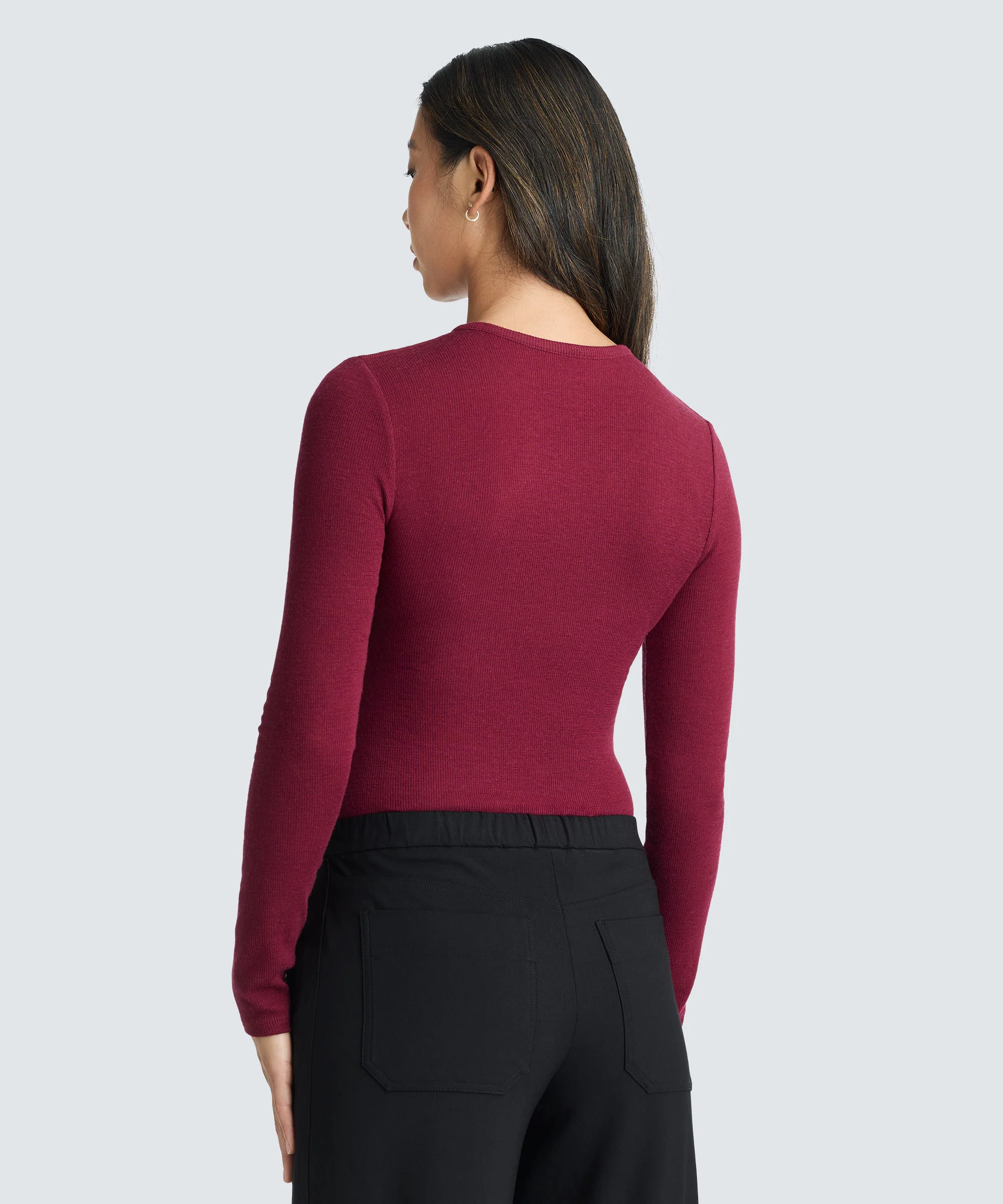 Women's Rib Fitted Long Sleeve Crew - Image 29