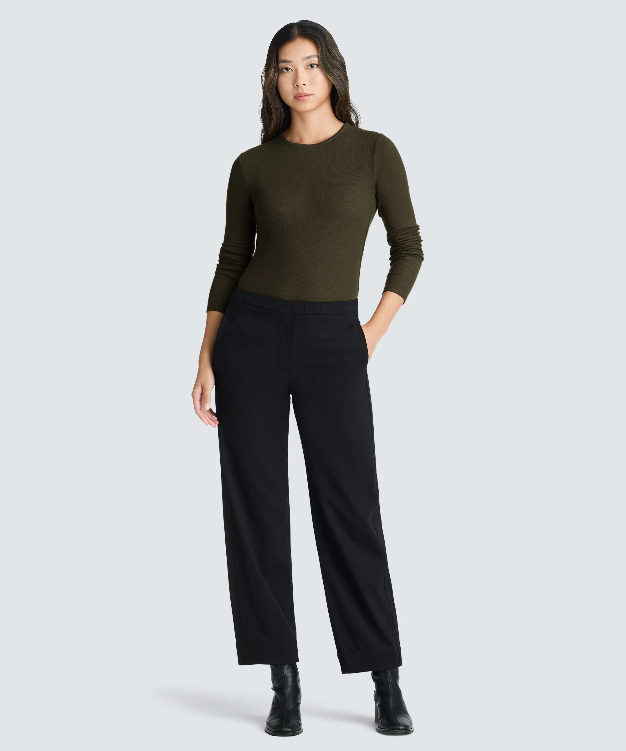 Women's Rib Fitted Long Sleeve Crew - Image 32