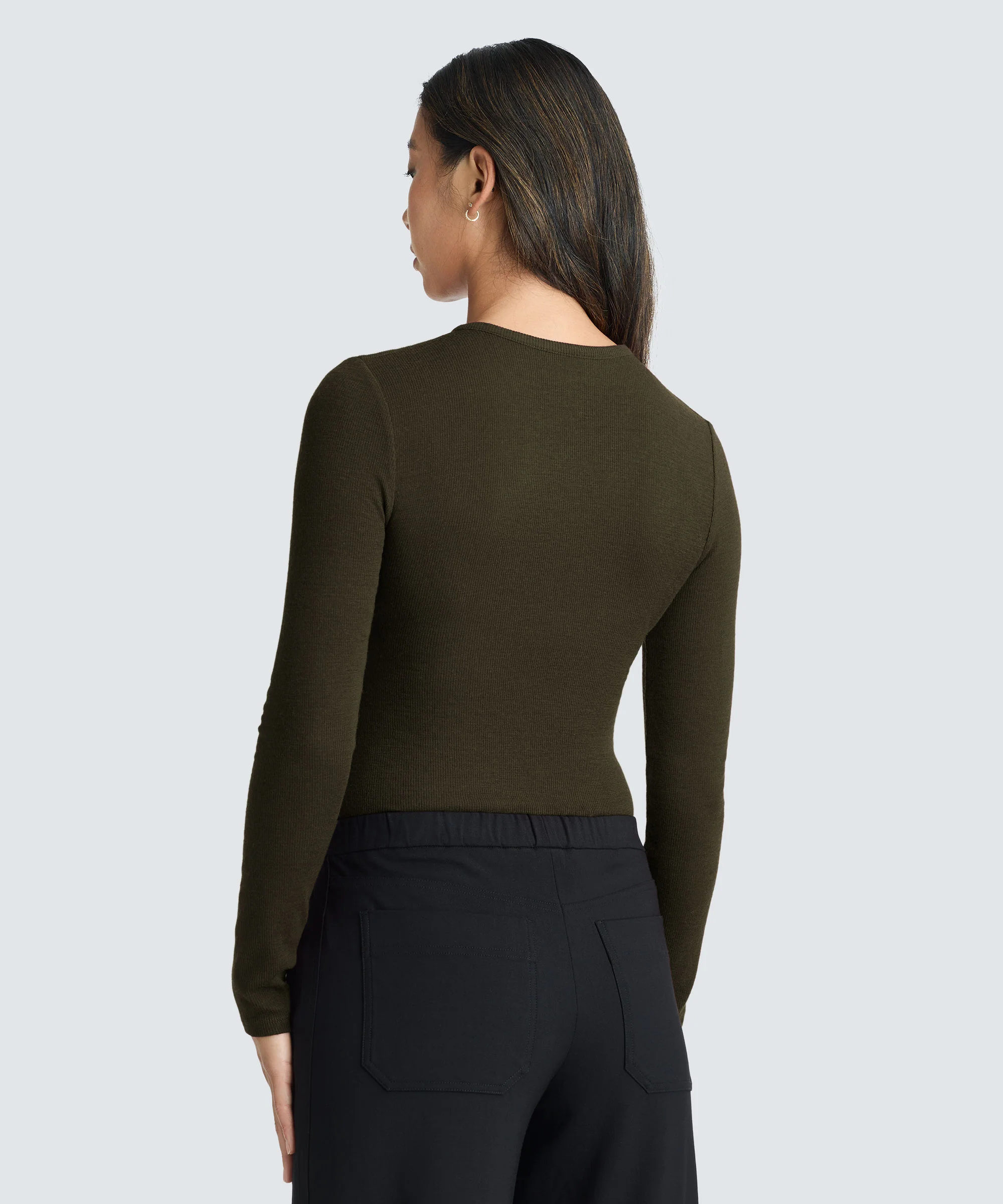 Women's Rib Fitted Long Sleeve Crew - Image 35