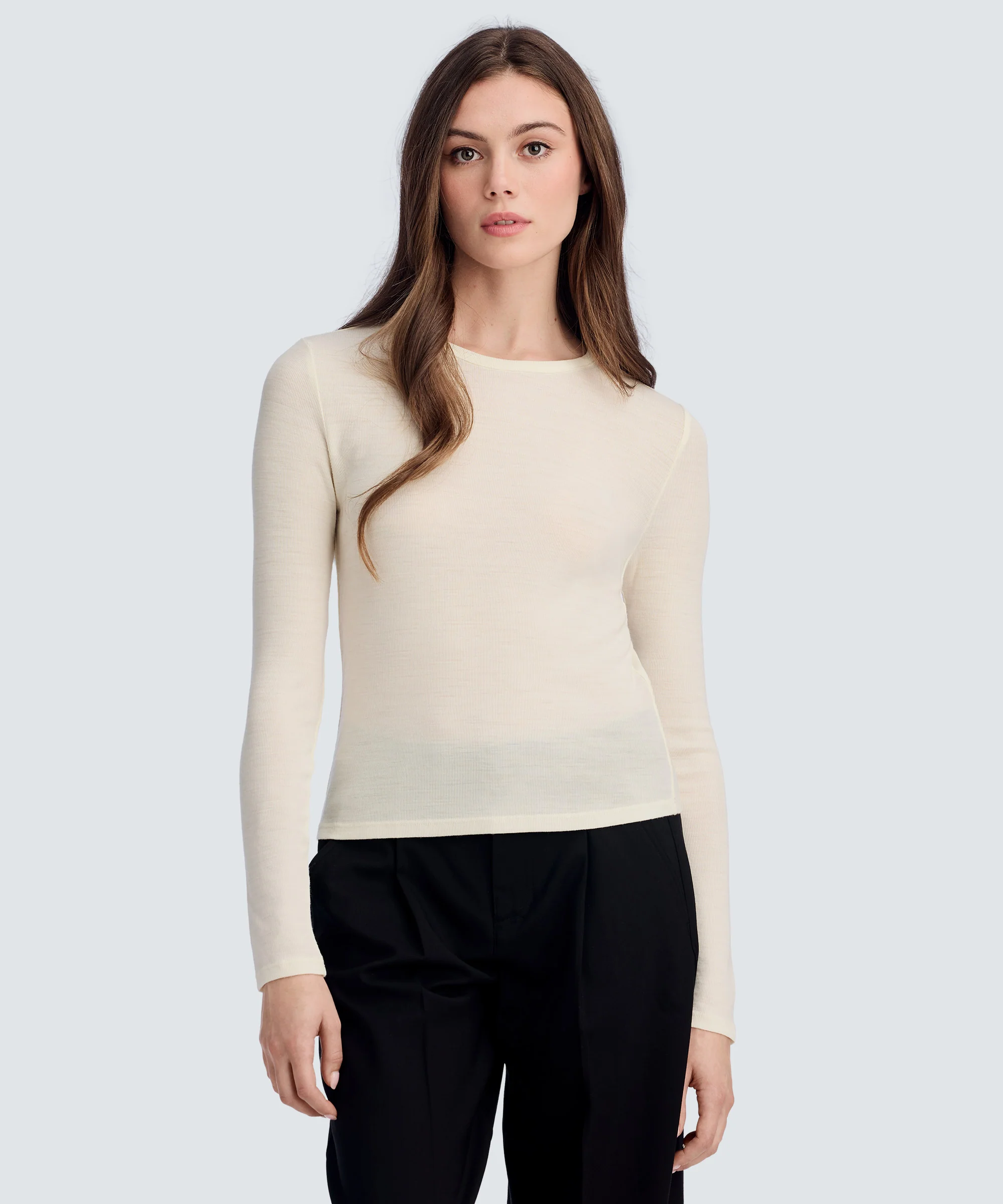 Women's Rib Fitted Long Sleeve Crew - Image 37