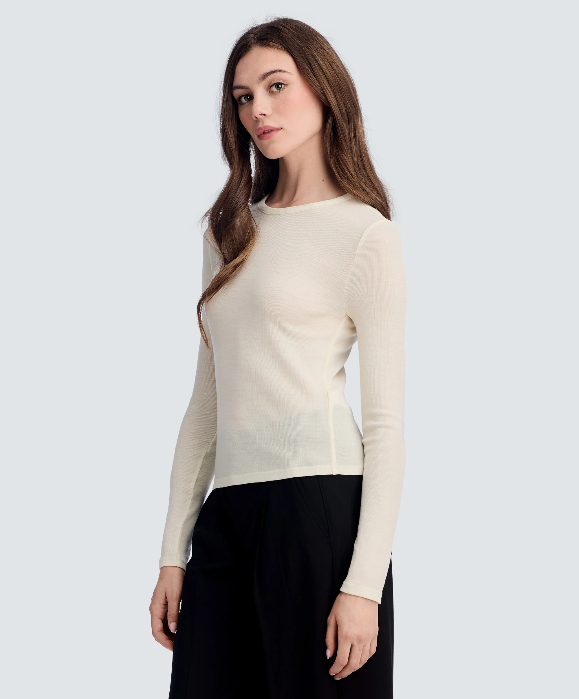 Women's Rib Fitted Long Sleeve Crew - Image 39