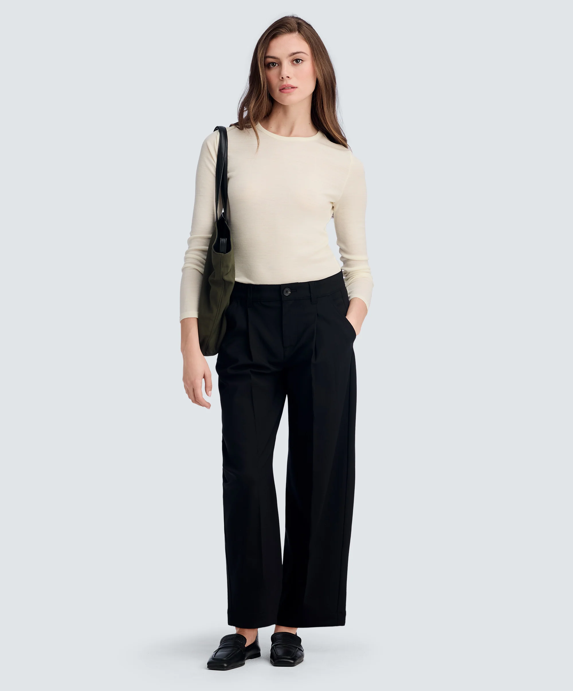 Women's Rib Fitted Long Sleeve Crew - Image 40