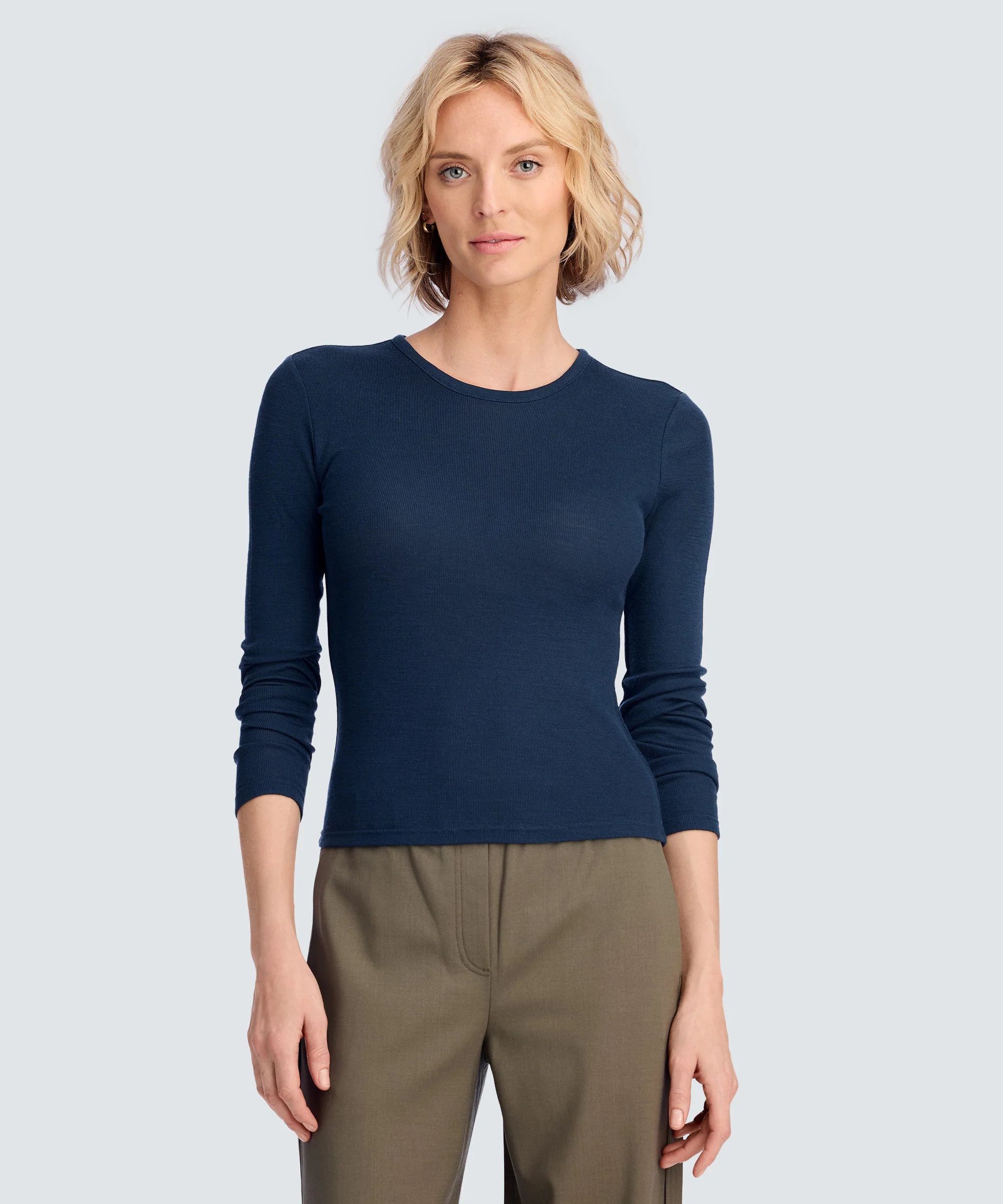Women's Rib Fitted Long Sleeve Crew - Image 42