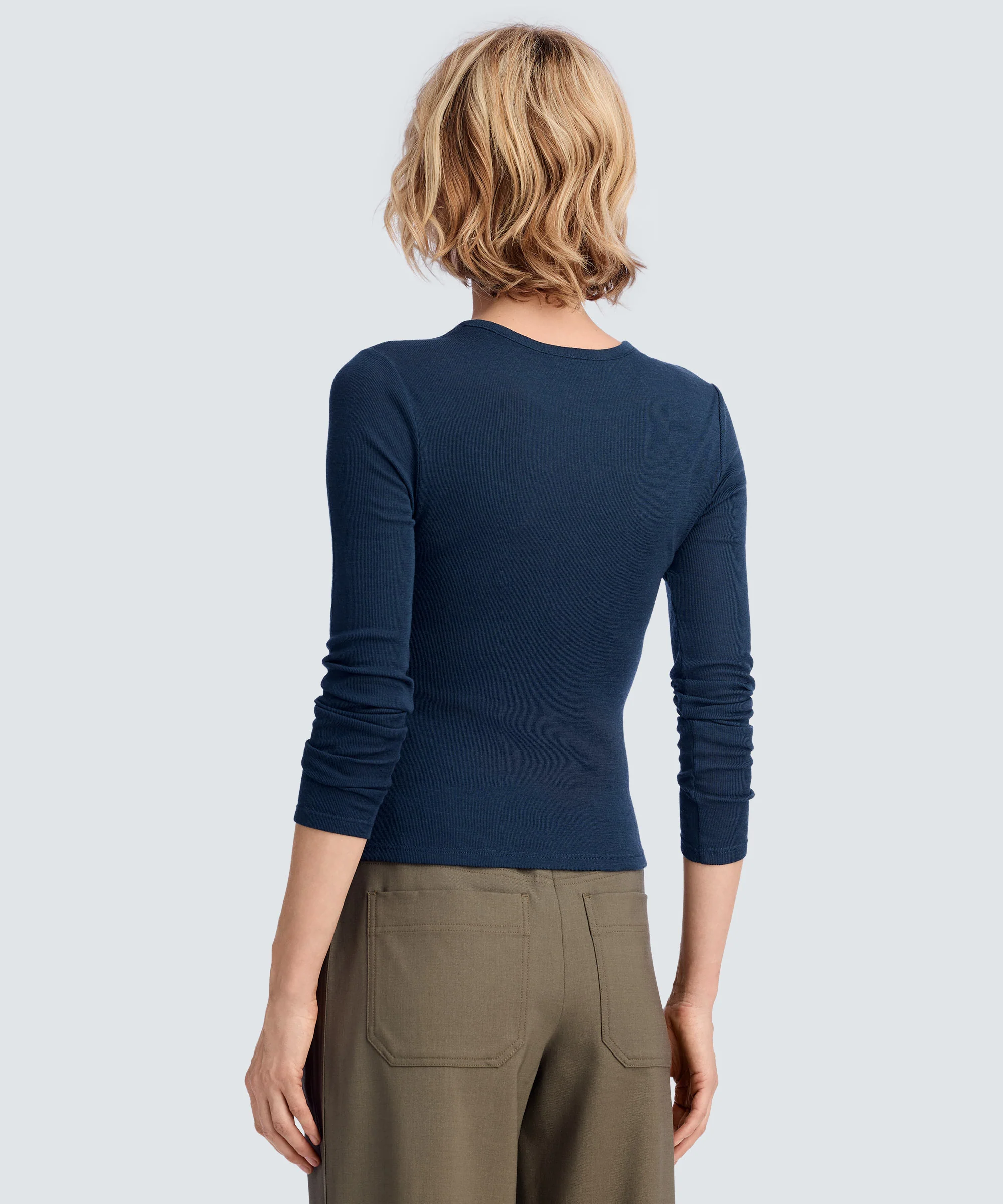 Women's Rib Fitted Long Sleeve Crew - Image 44
