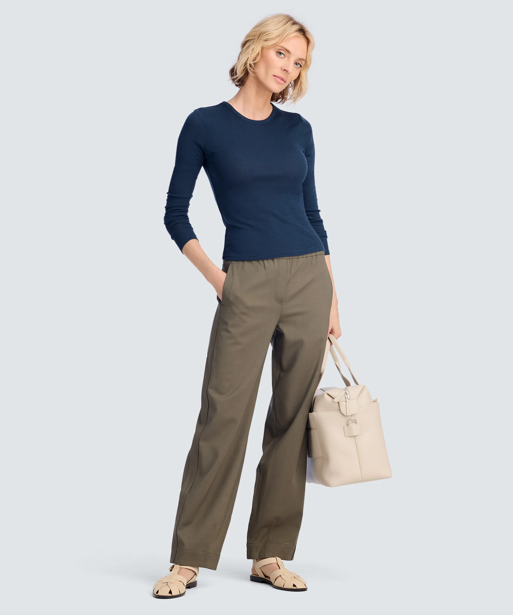 Women's Rib Fitted Long Sleeve Crew - Image 46