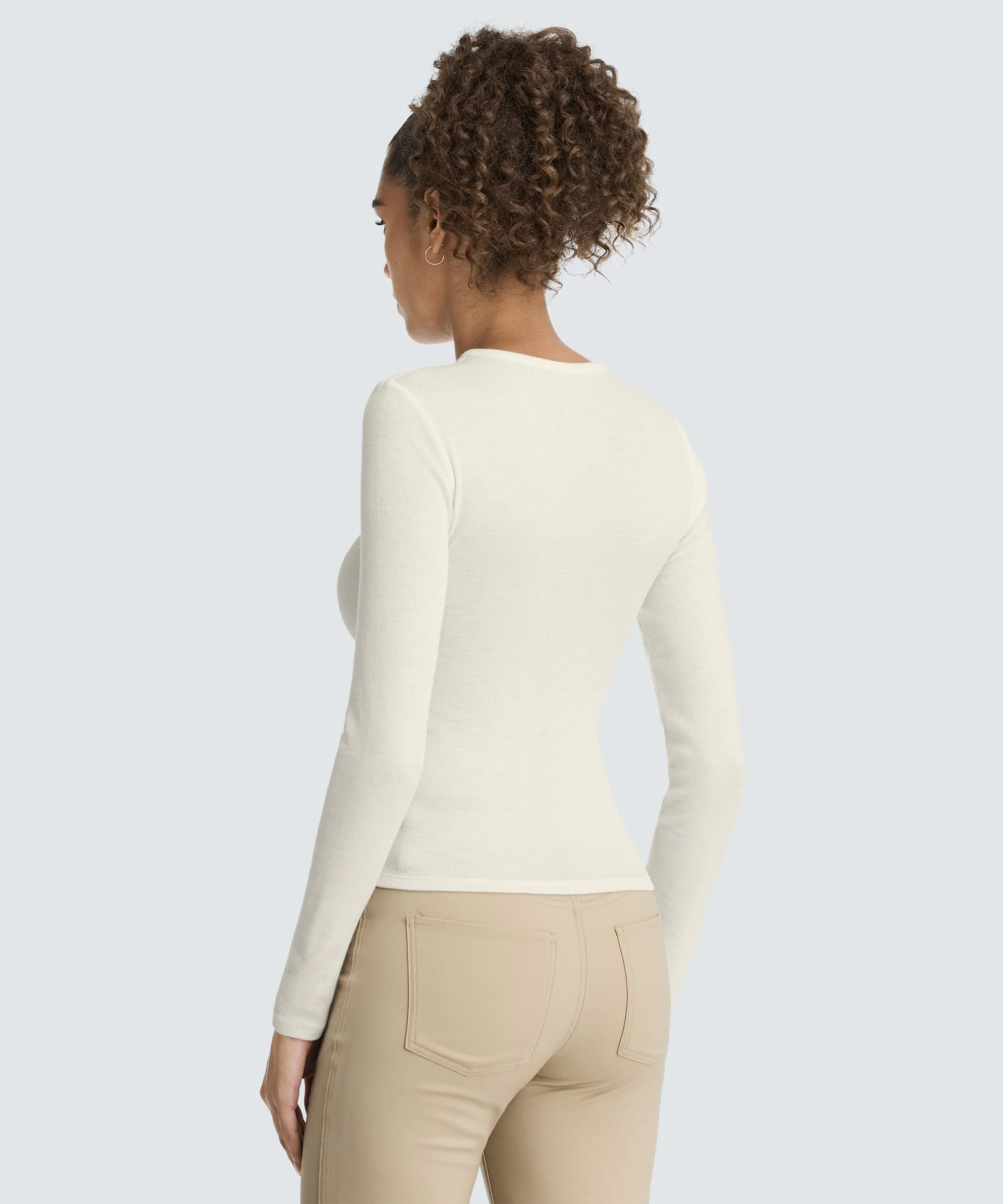 Women's Rib Fitted Long Sleeve Crew - Image 5