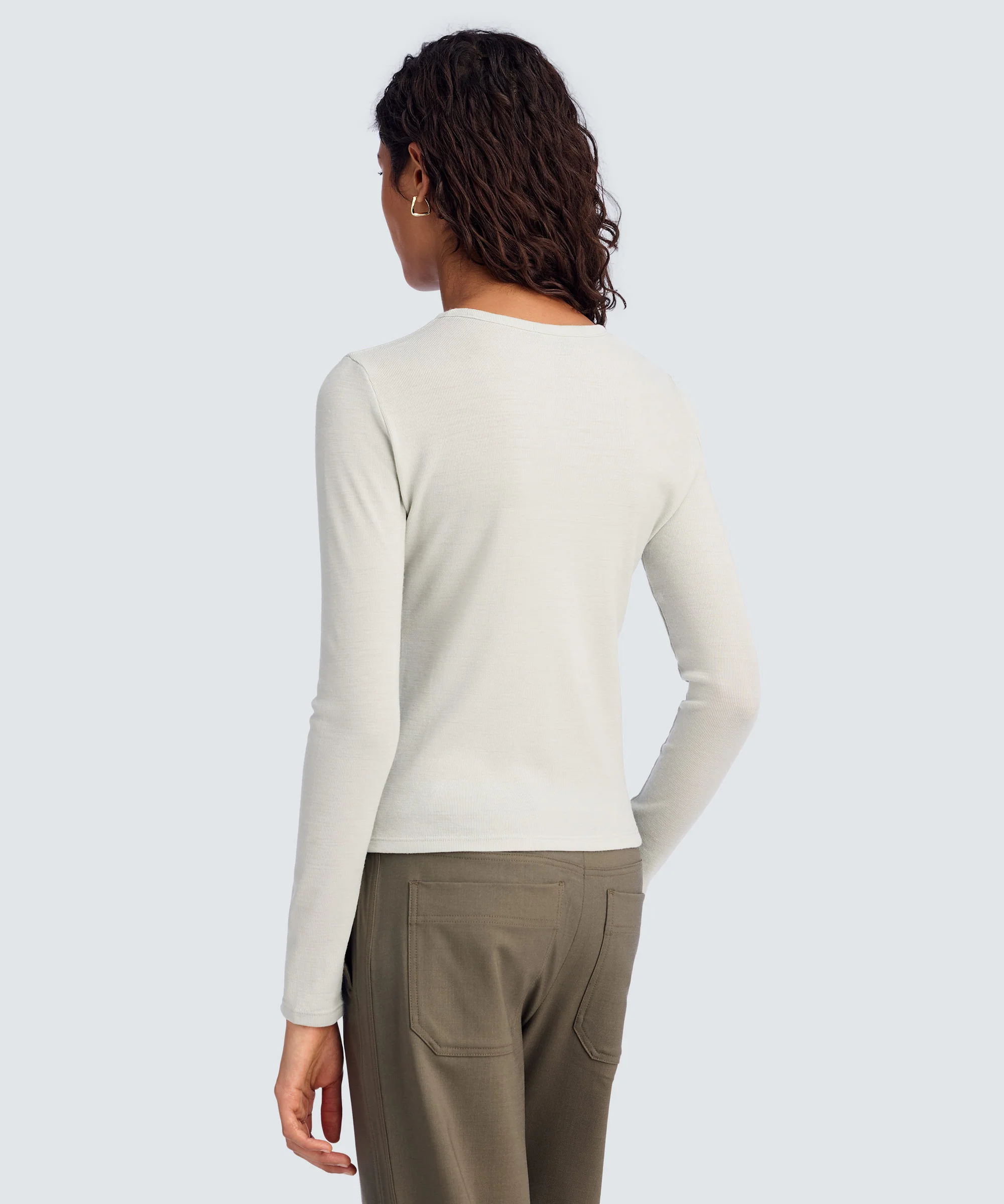 Women's Rib Fitted Long Sleeve Crew - Image 50
