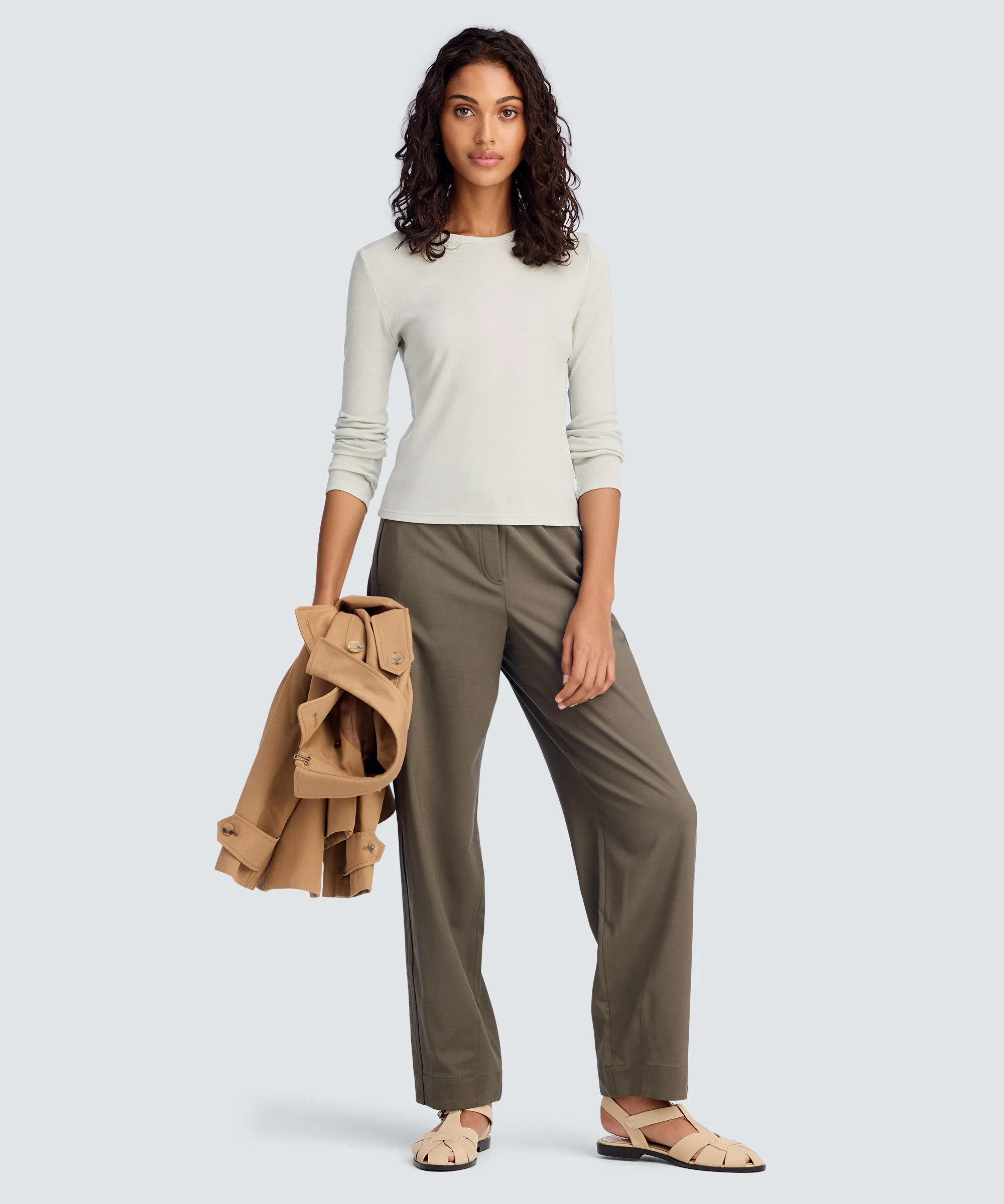Women's Rib Fitted Long Sleeve Crew - Image 52