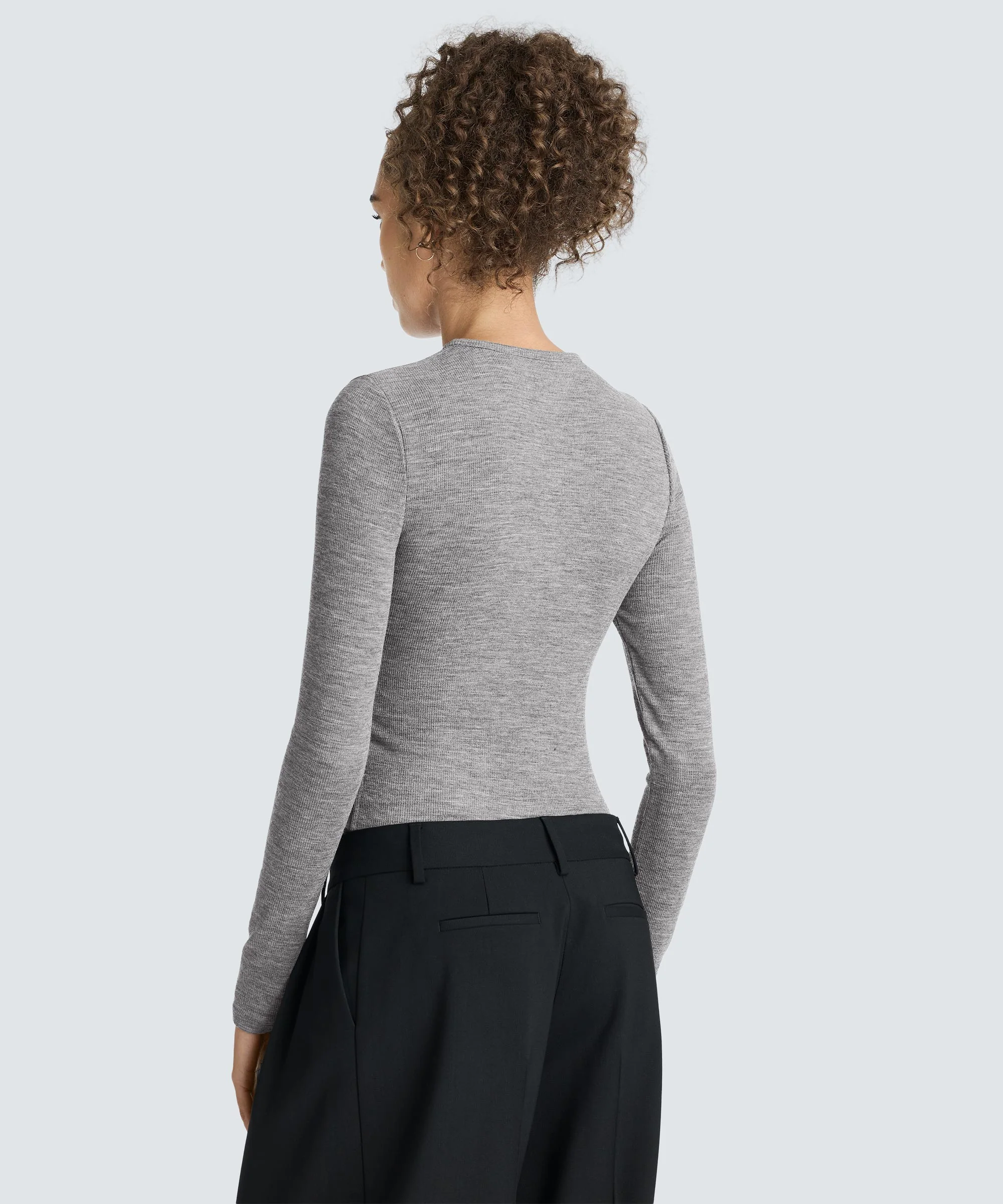 Women's Rib Fitted Long Sleeve Crew - Image 57