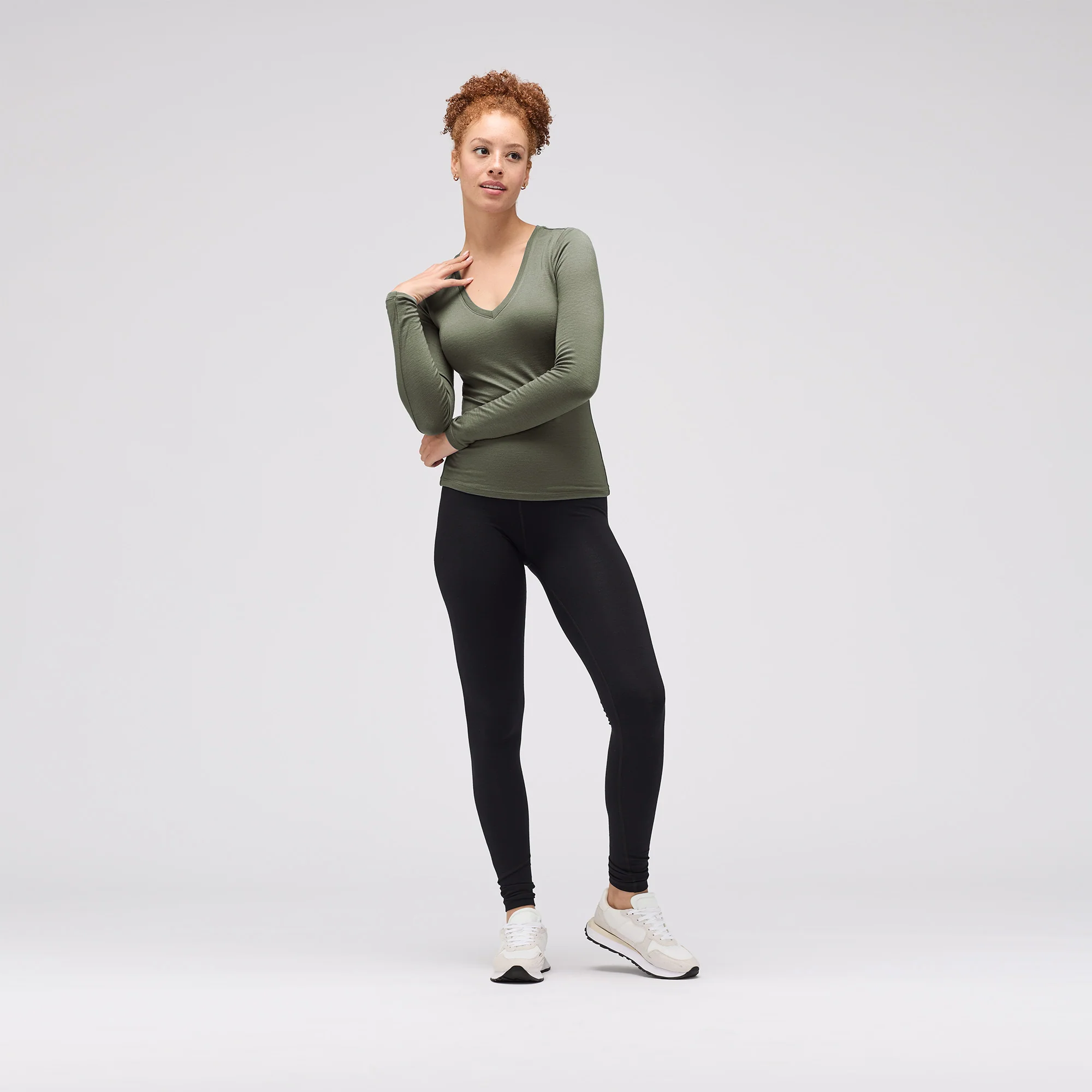 Women's Slim Merino Long Sleeve V-Neck - Image 17