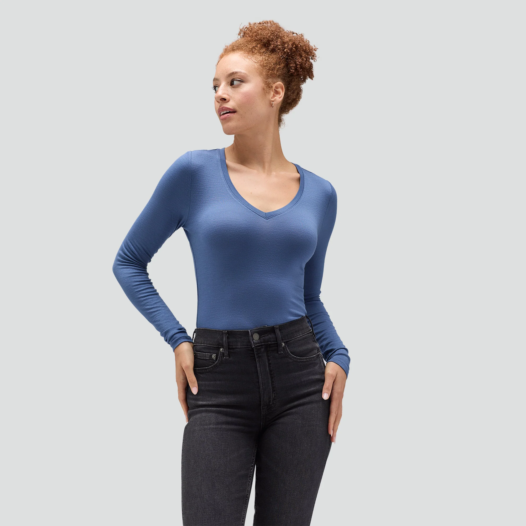 Women's Slim Merino Long Sleeve V-Neck - Image 25
